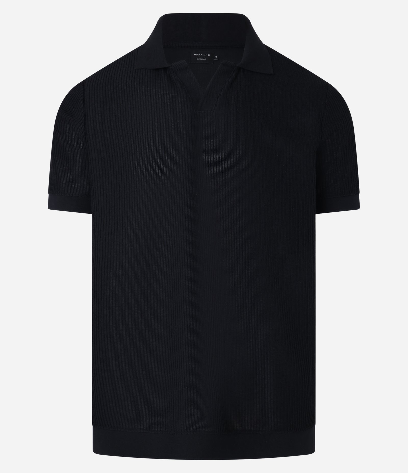 Camisa Polo Regular em Algodão com Textura Preto 5