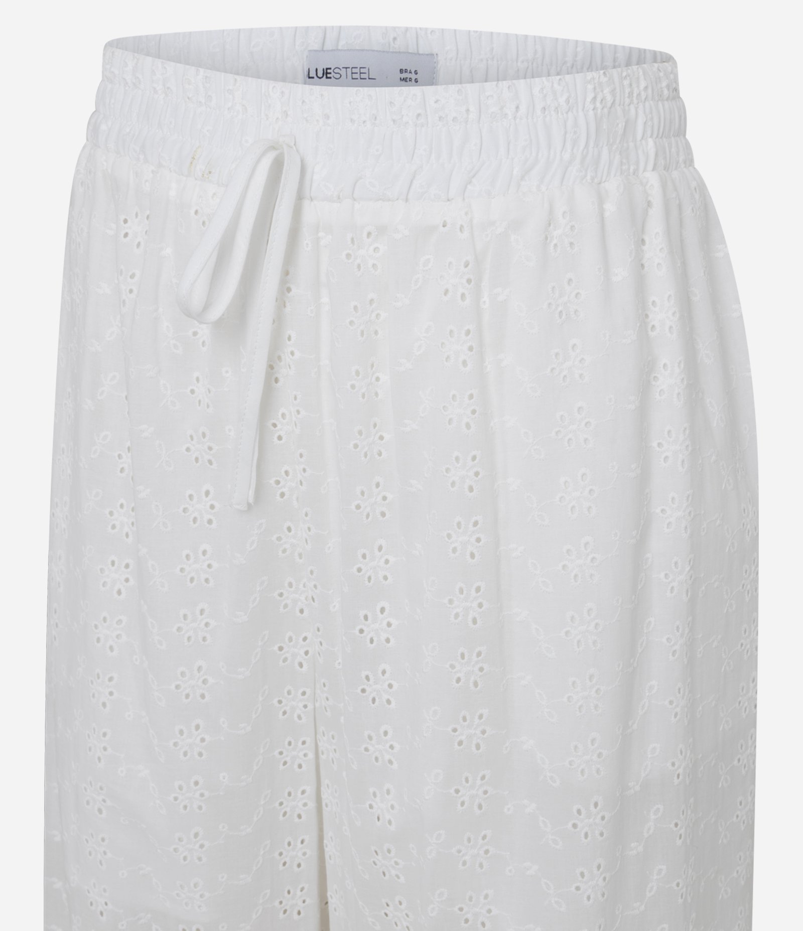 Calça Reta em Laise com Textura de Furinhos e Cós Elástico Branco 6