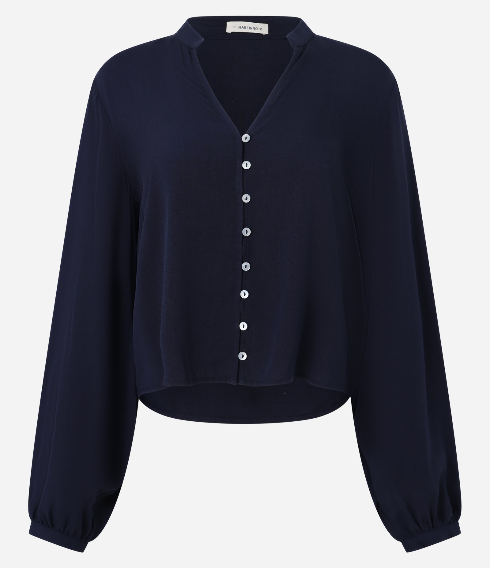 Camisa em Viscose com Gola Padre e Botões Azul 5