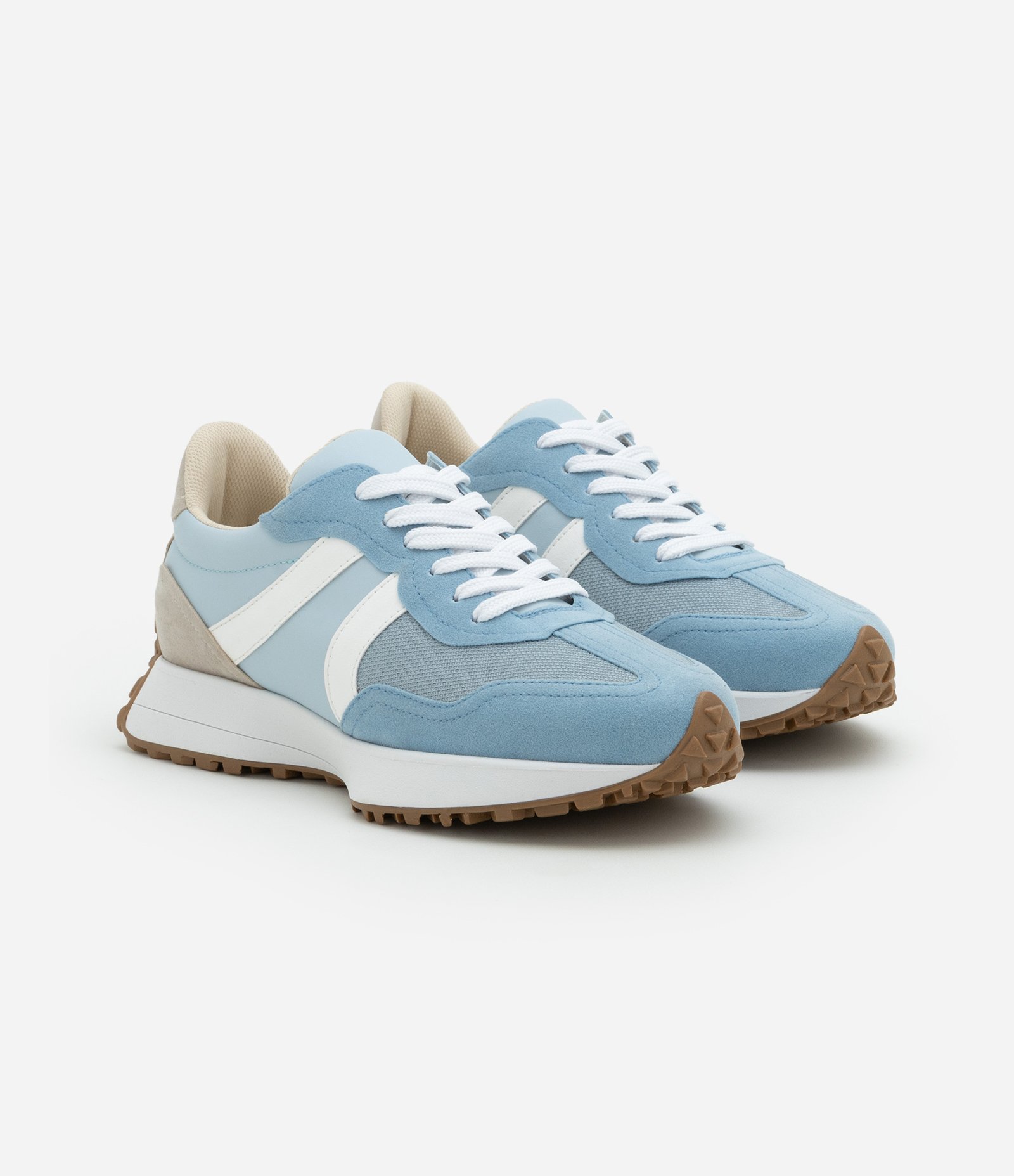 Tênis Jogging em PU com Recortes Contrastantes Azul 2