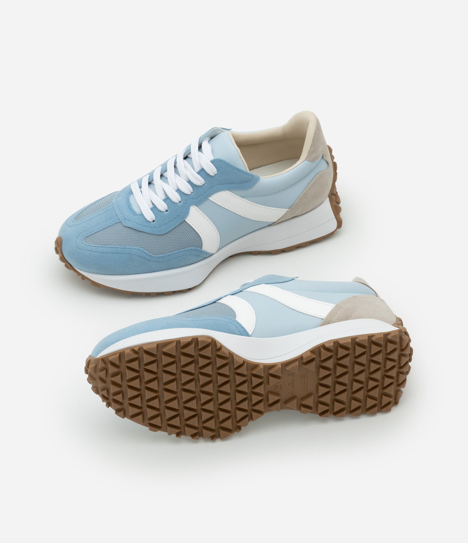 Tênis Jogging em PU com Recortes Contrastantes Azul 6