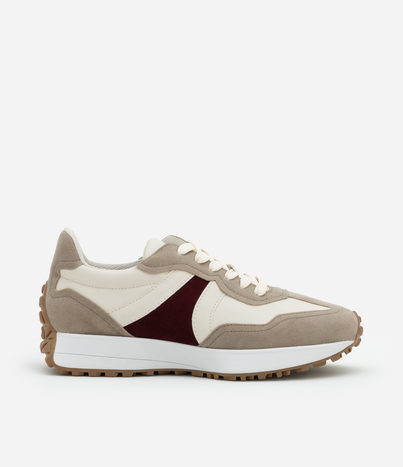 Tênis Jogging em PU com Recortes Contrastantes Cinza 1