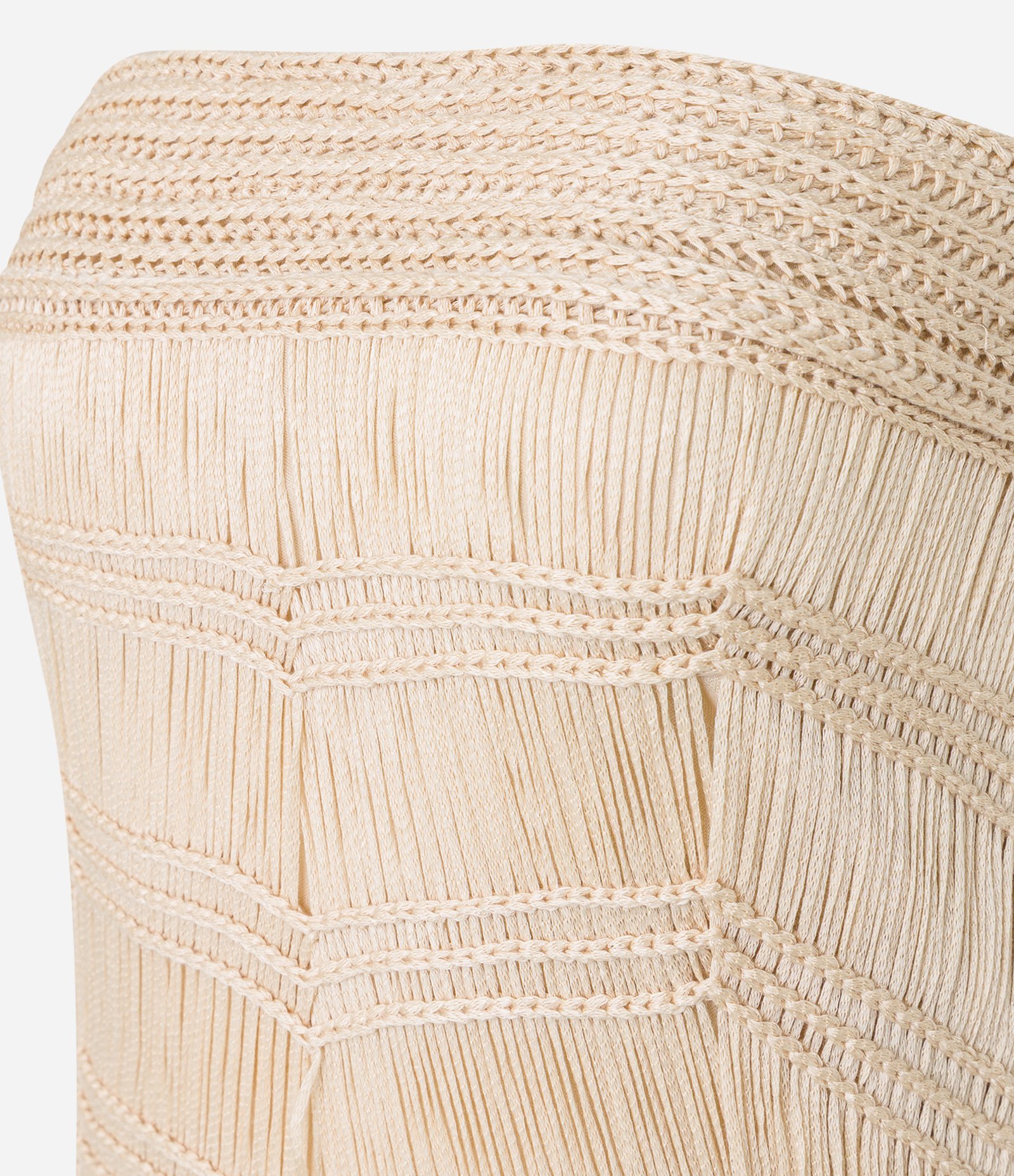 Blusa em Tricot Alongada com Franjas Macrame Bege 8