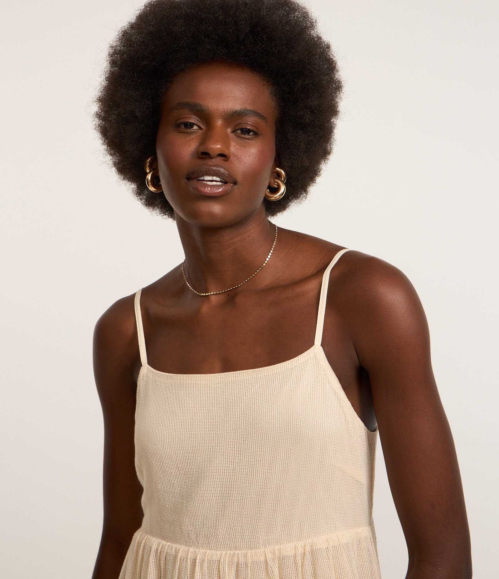 Vestido Evasê Long Midi em Algodão com Coqueiros Bordados Bege 5