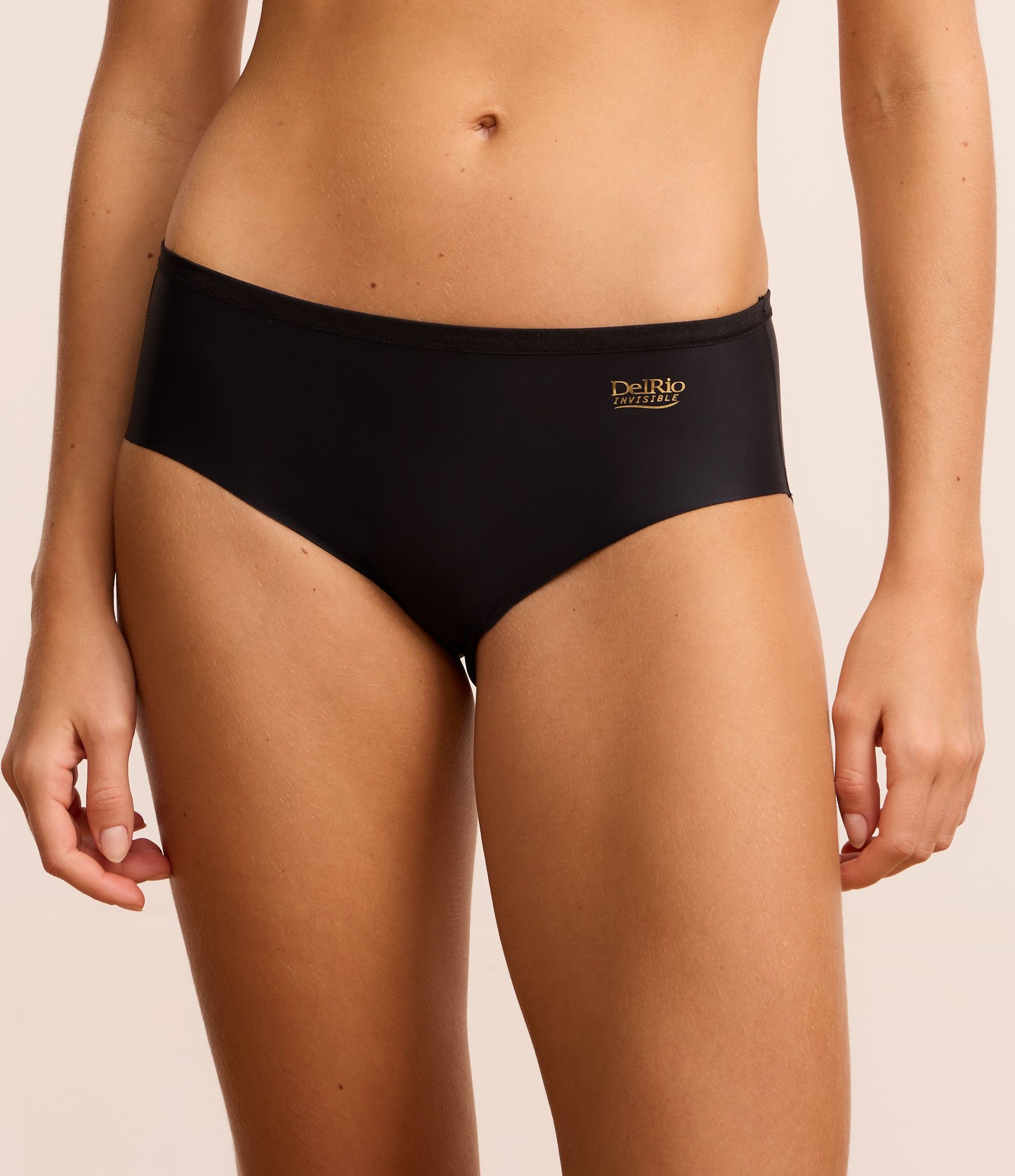 Kit 02 Calcinhas Boyshort em Poliamida com Lateral Larga DelRio Bege/Preto 3