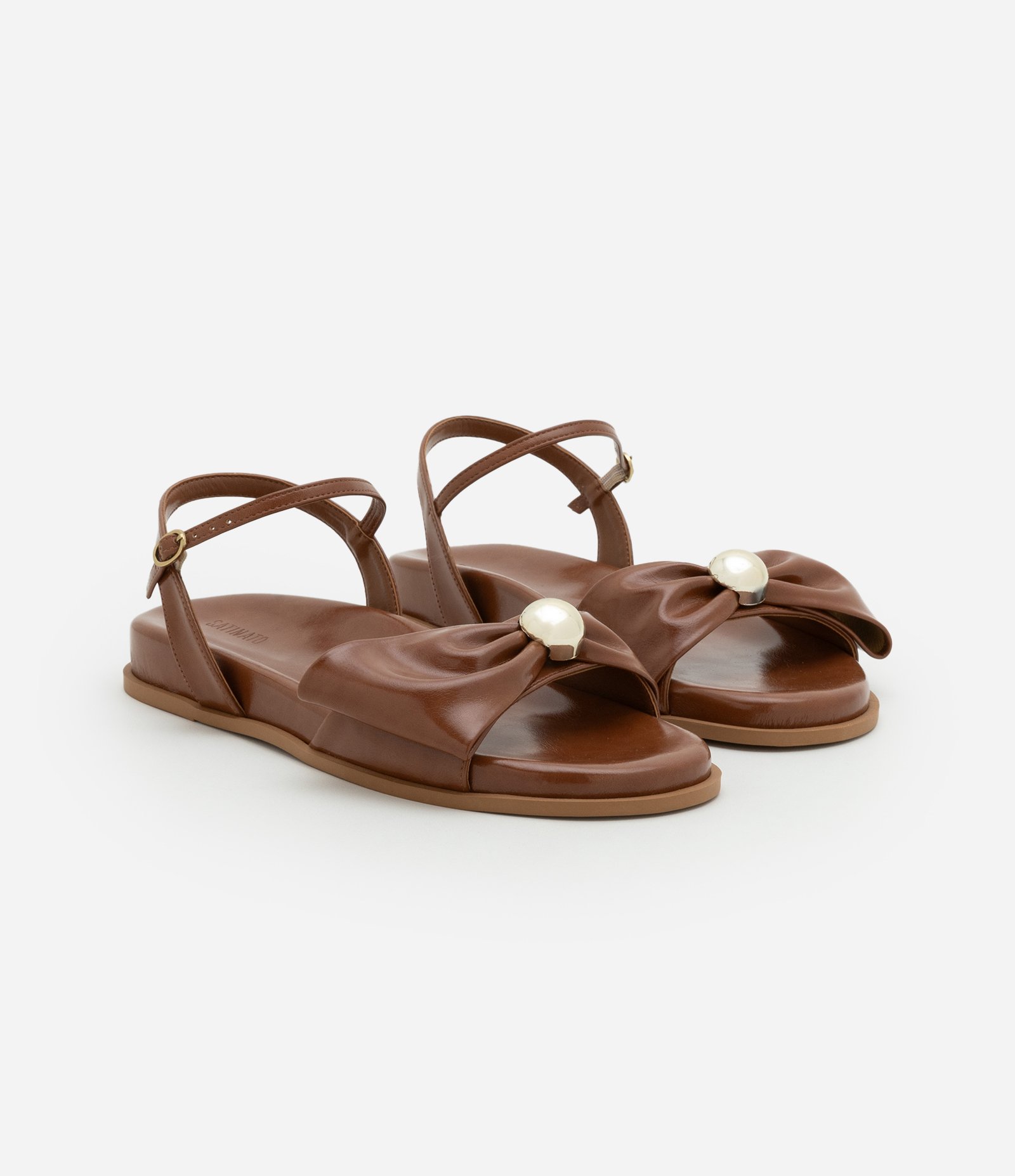 Rasteira com Laço e Detalhe Contrastante Marrom 2