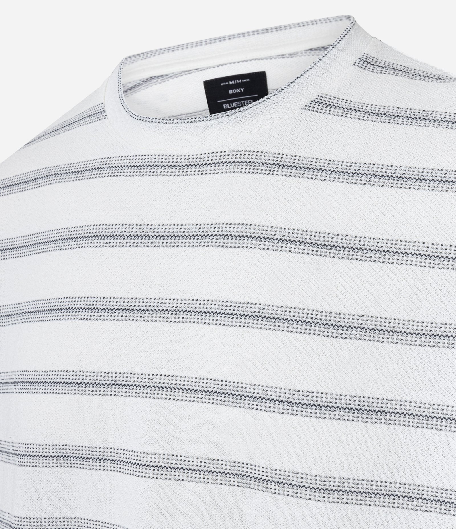 Camiseta Boxy em Algodão com Estampa de Listras Bege 8