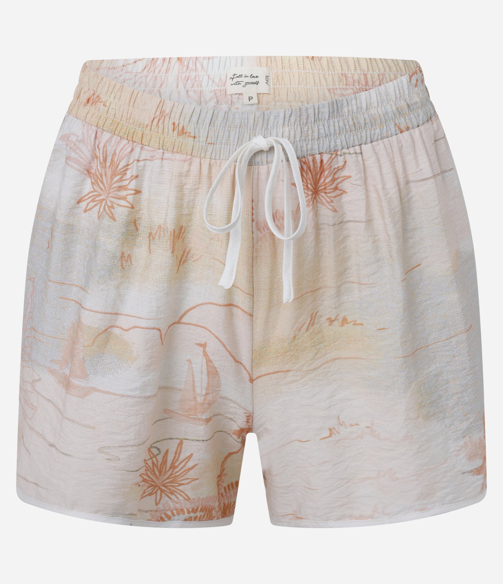 Pijama Short Doll Americano em Chalis com Estampa Tropical Off White 6