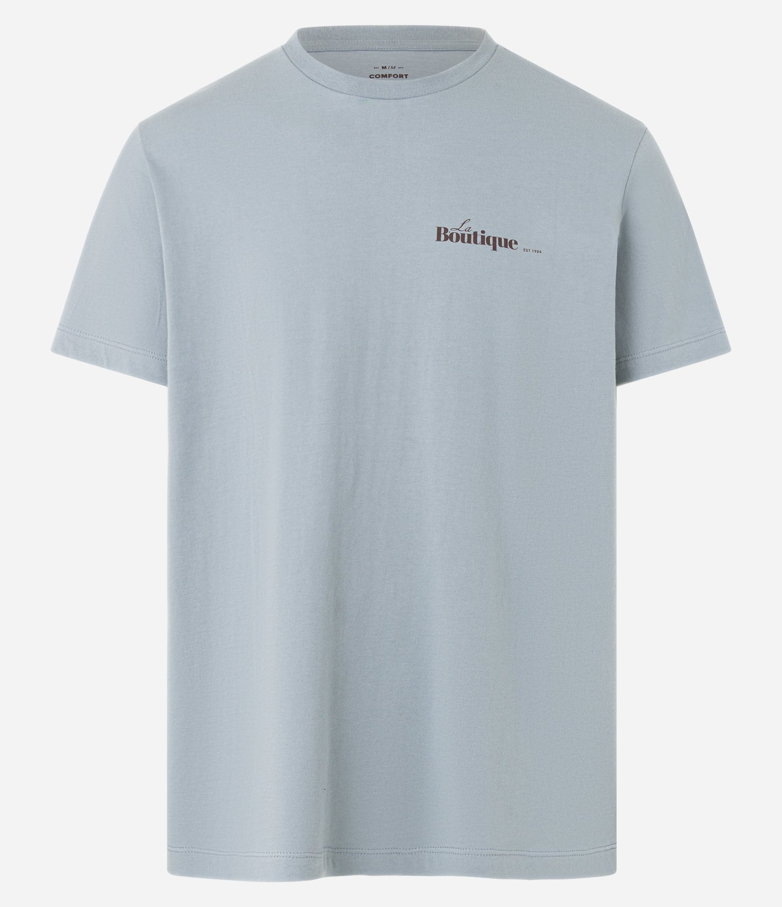 Camiseta Comfort em Algodão com Estampa Lettering La Boutique Cinza 7