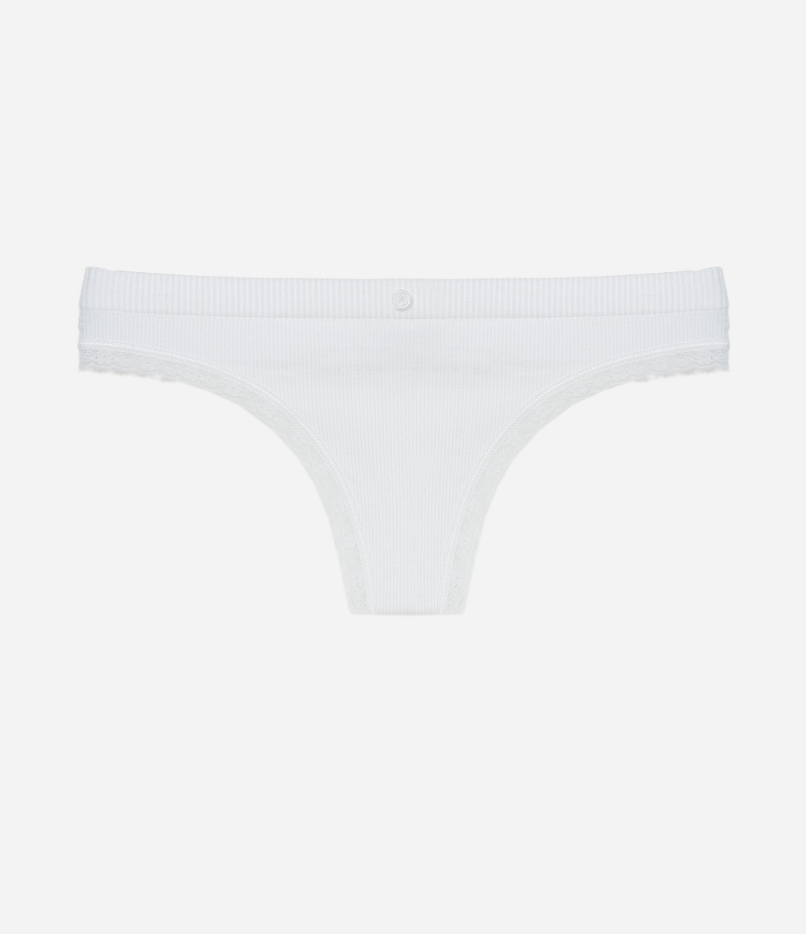 Calcinha Biquíni Fio Seamless Texturizado com Renda Branco 1