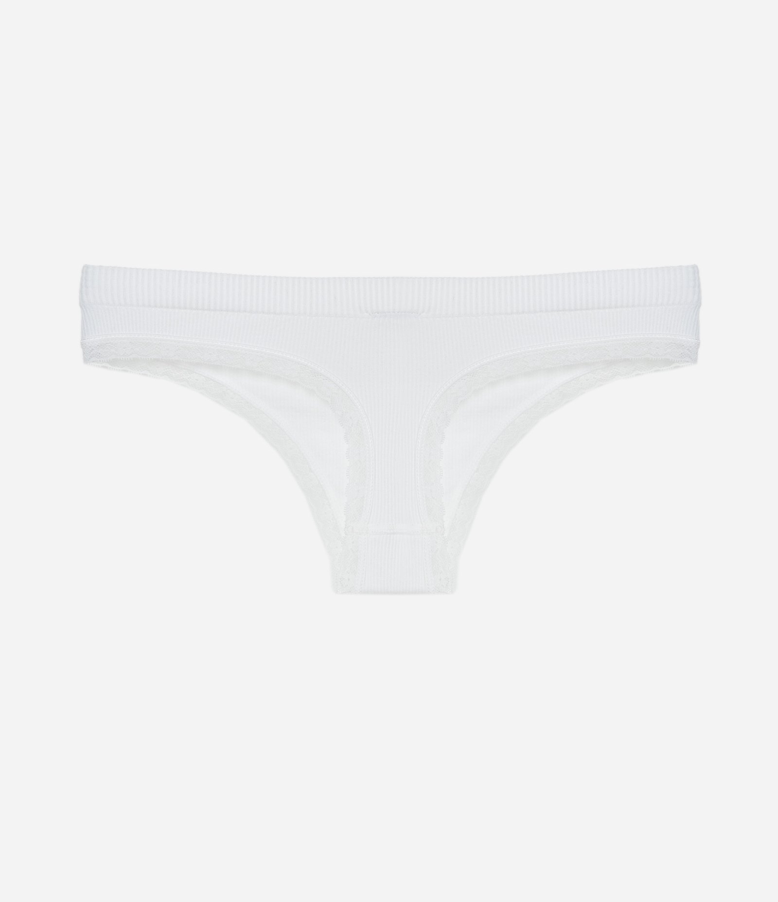 Calcinha Biquíni Fio Seamless Texturizado com Renda Branco 2