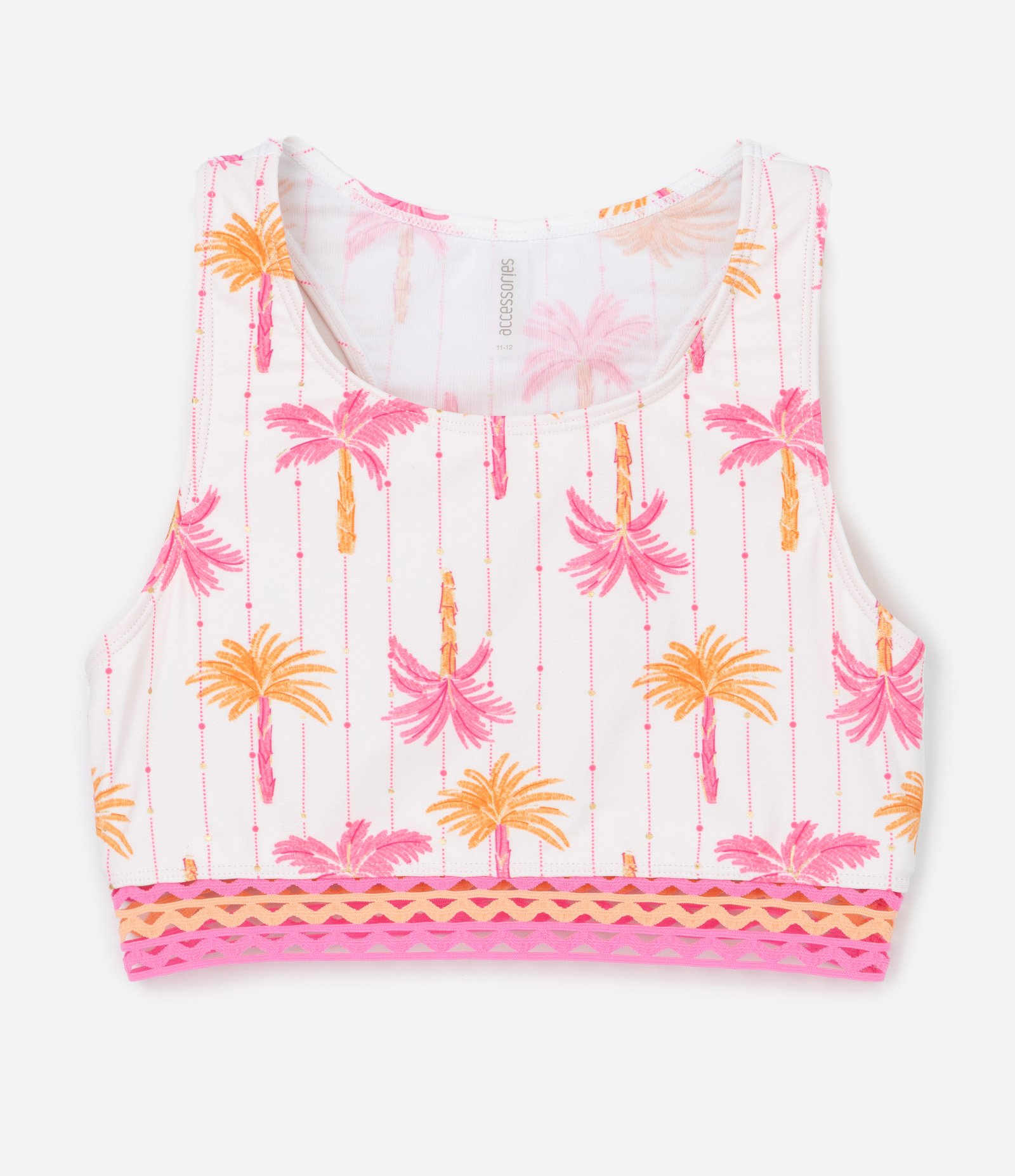 Biquini Infantil em Microfibra com Estampa Tropical - Tam 5 a 14 Anos Branco 3