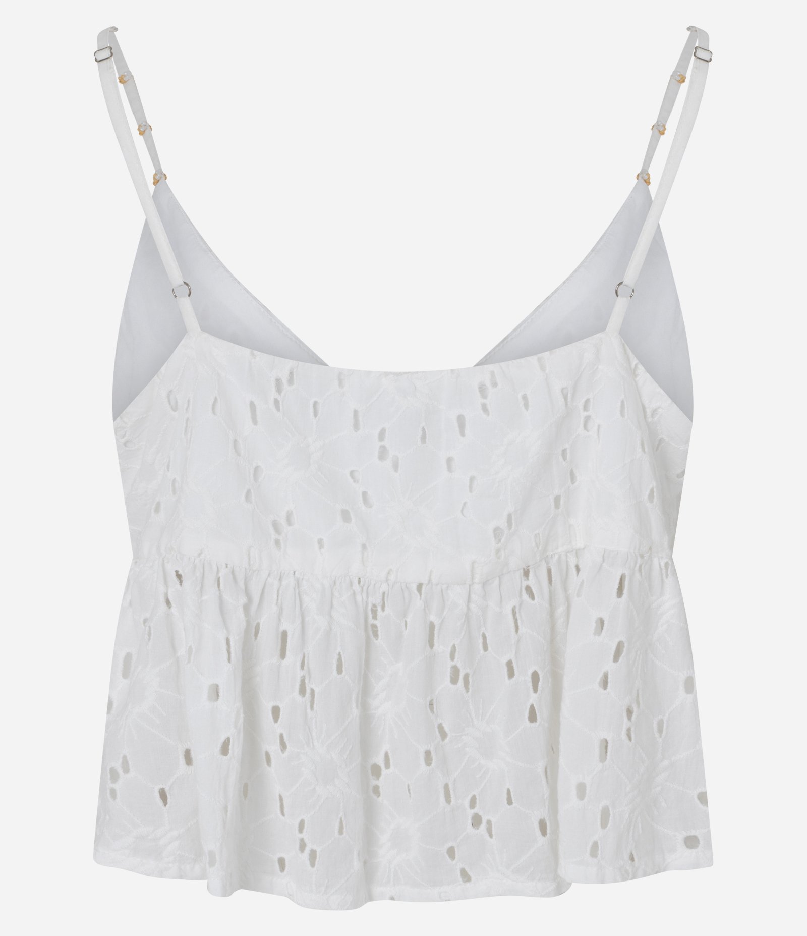 Blusa Cropped em Laise Floral com Amarração Frontal Branco 8