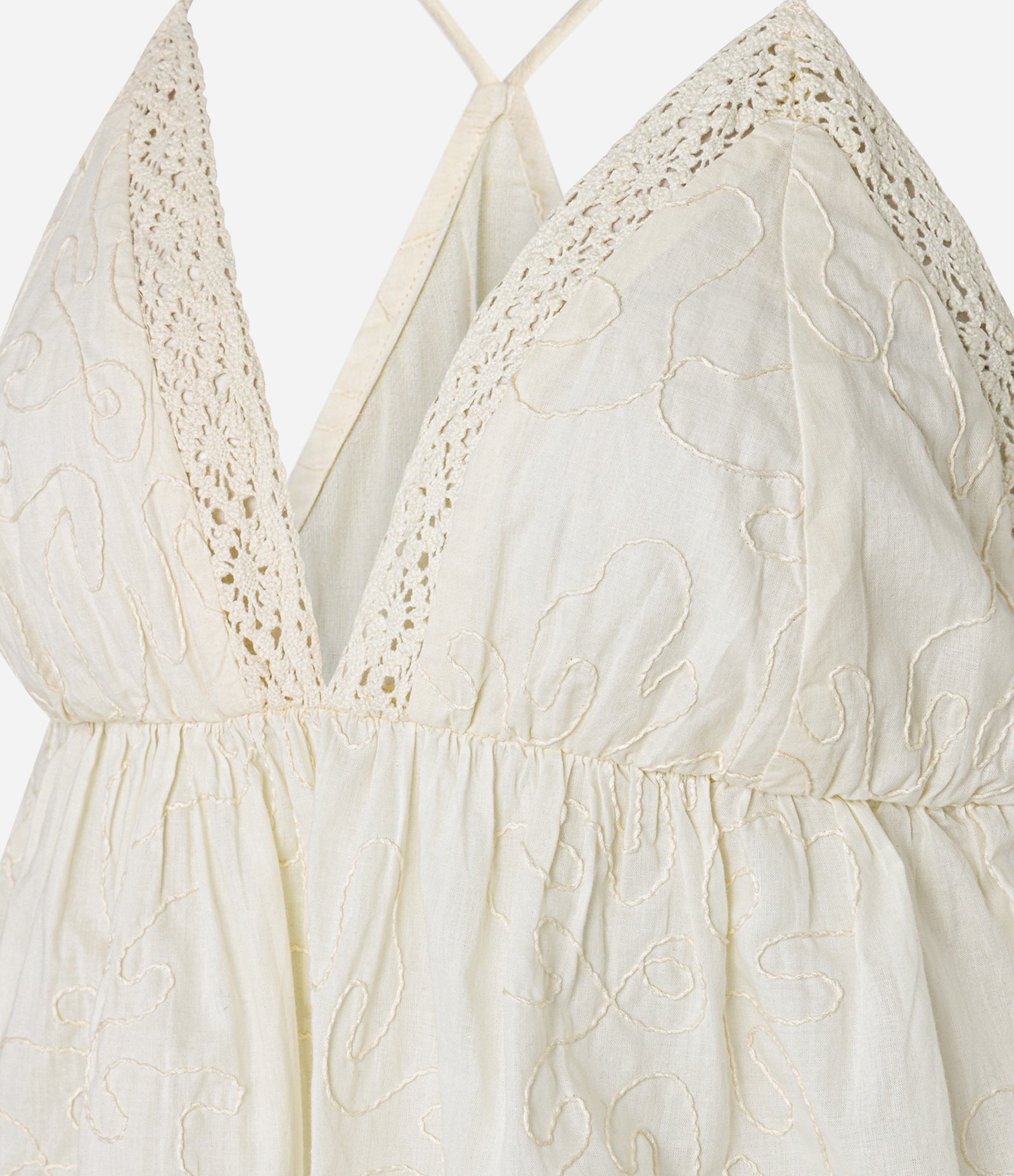 Blusa de Alcinha em Cambraia Abstrata com Textura Floral Bege 6