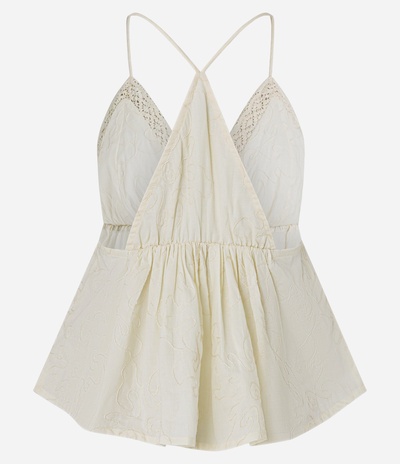 Blusa de Alcinha em Cambraia Abstrata com Textura Floral Bege 7