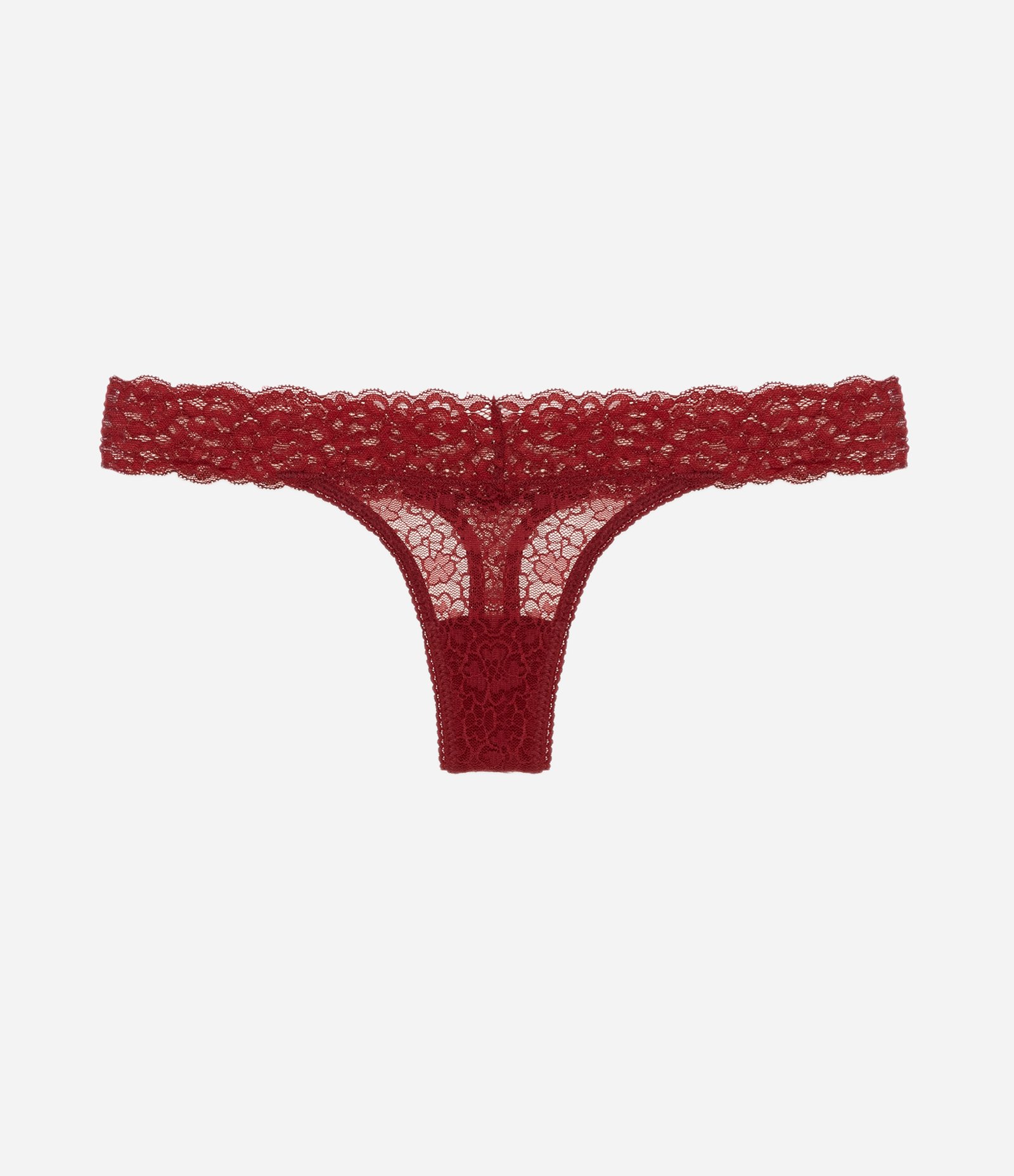 Calcinha Biquíni Fio em Renda Floral Vermelho 4