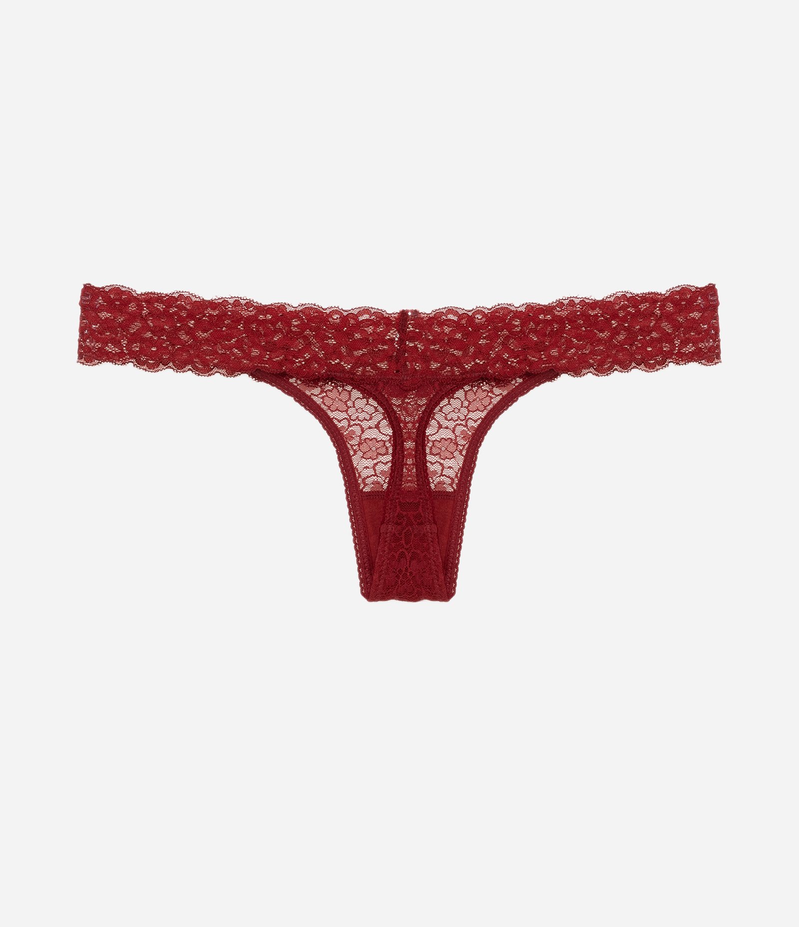 Calcinha Biquíni Fio em Renda Floral Vermelho 5