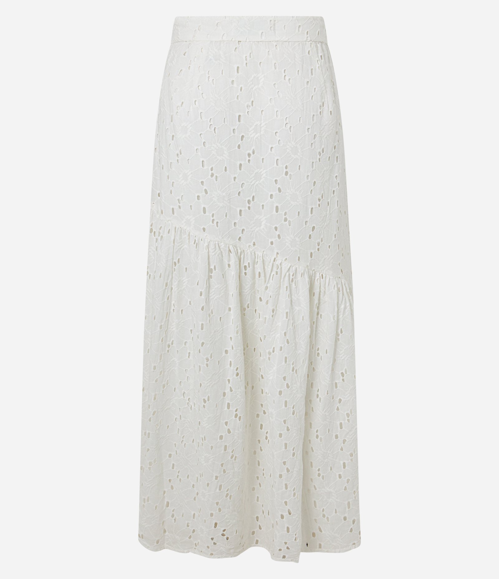 Saia Long Midi em Laise Floral com Pala e Botõezinhos Branco 8