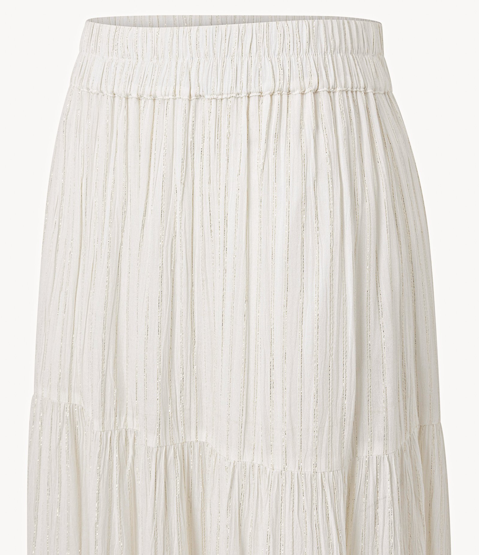 Saia Longa com Babados e Fio Metalizado Off White 7