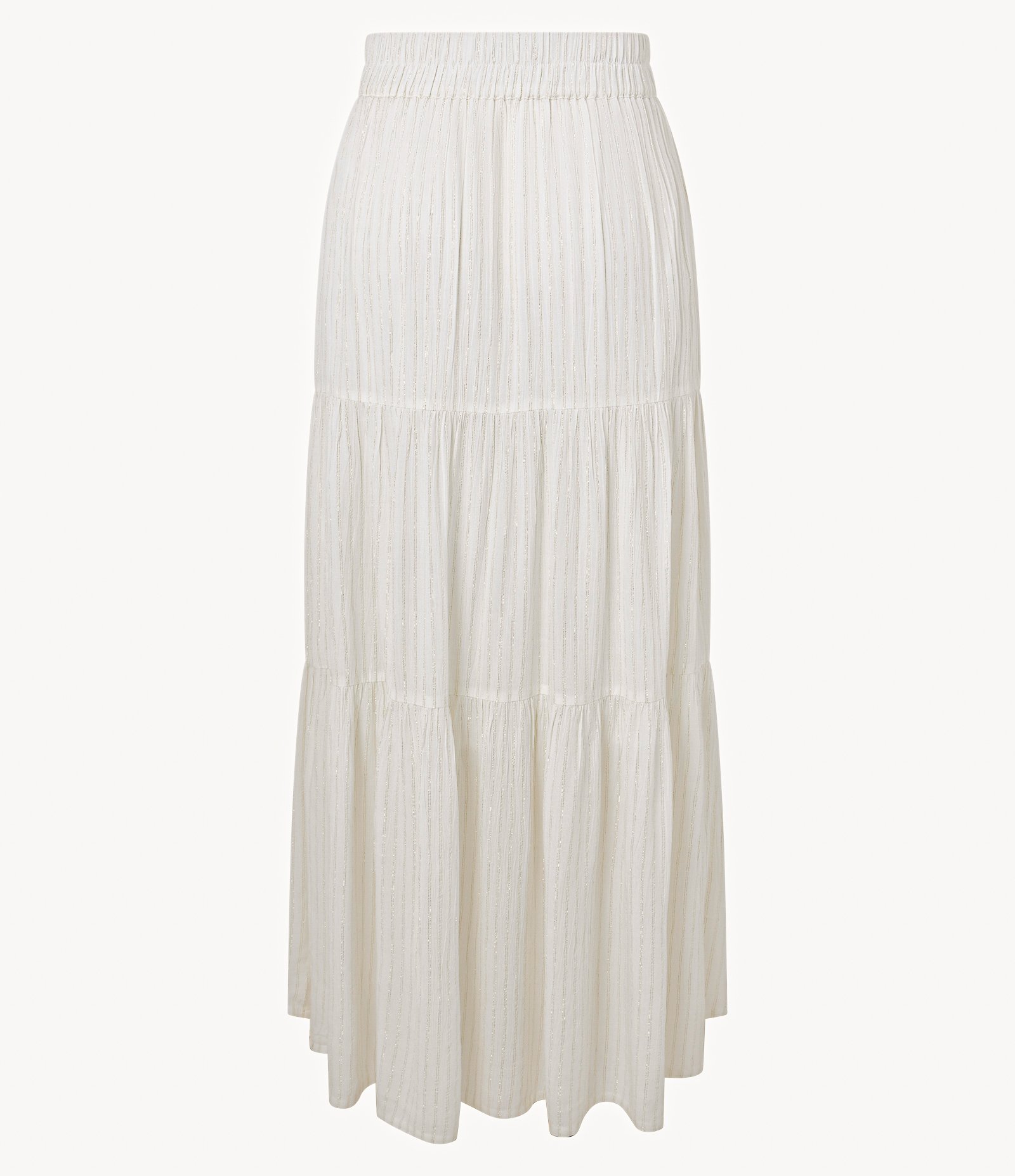 Saia Longa com Babados e Fio Metalizado Off White 8