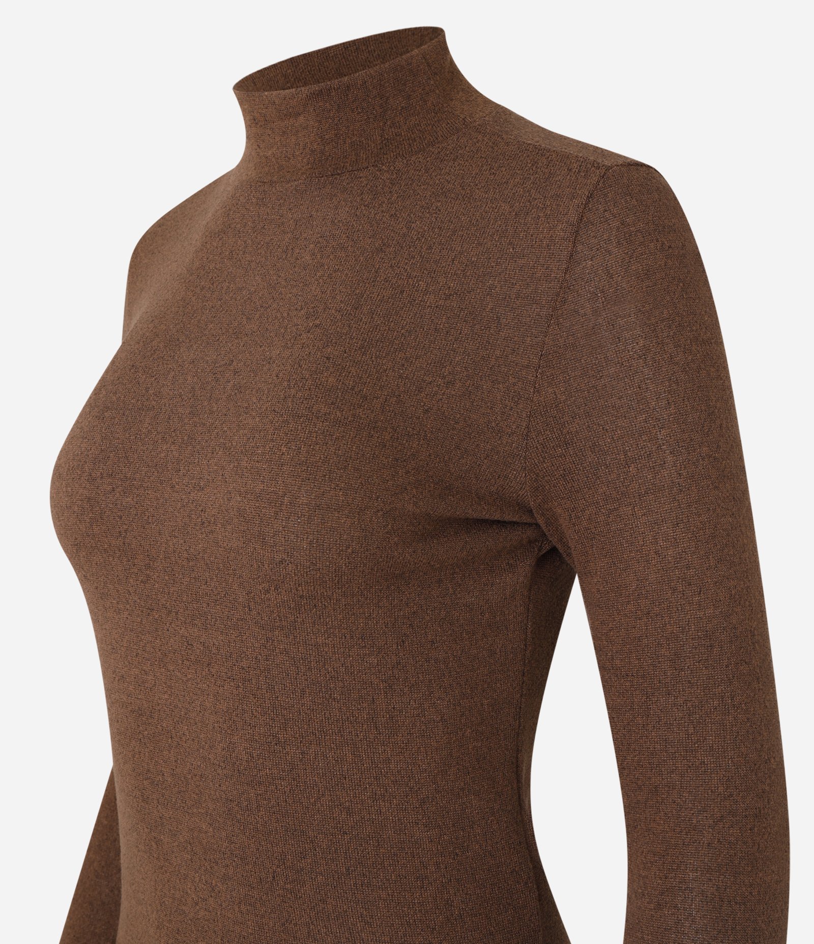 Blusa Texturizada com Gola Alta e Manga longa Marrom 7