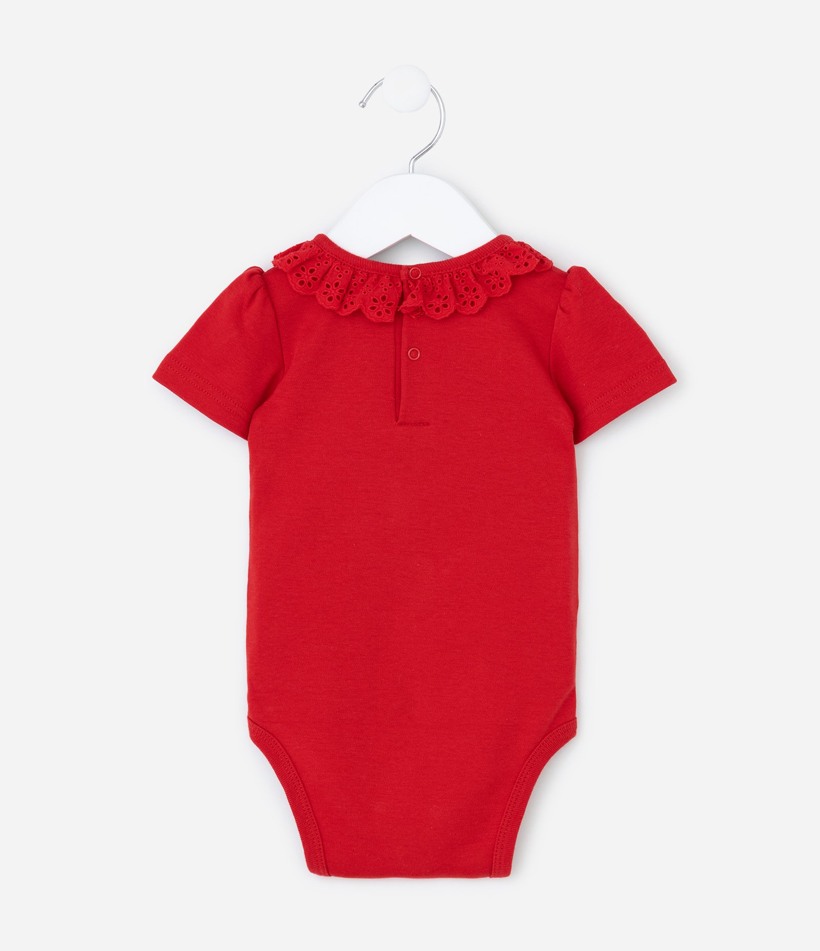 Body Infantil com Babado de Broderie - Tam 0 a 24 Meses Vermelho 3