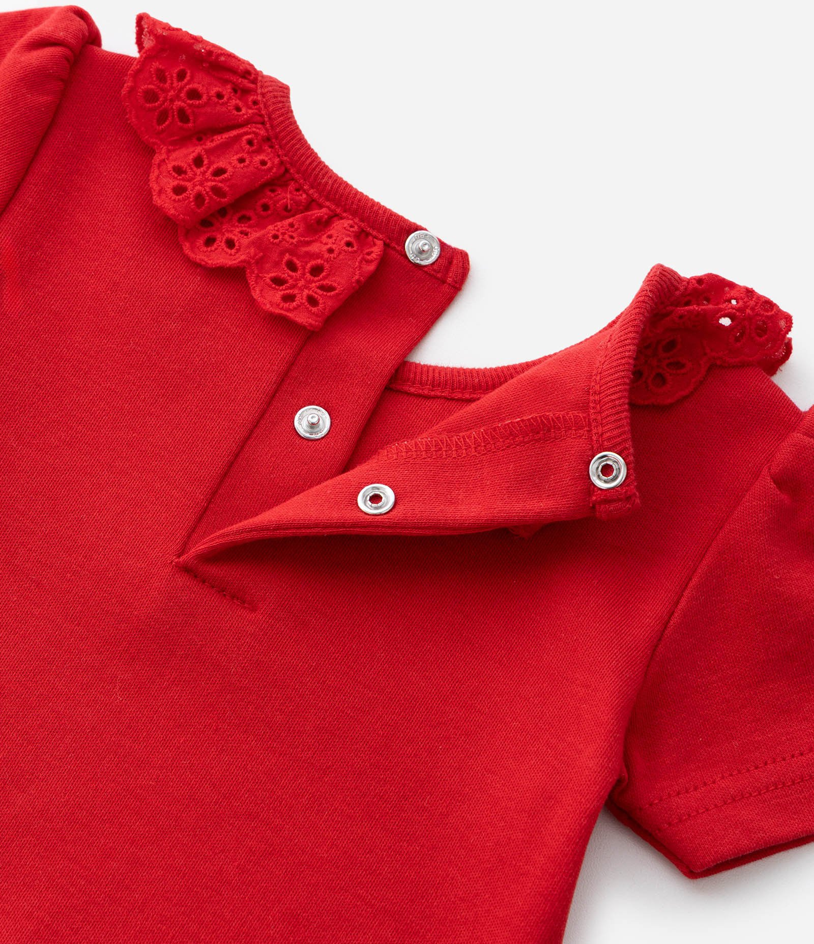 Body Infantil com Babado de Broderie - Tam 0 a 24 Meses Vermelho 5