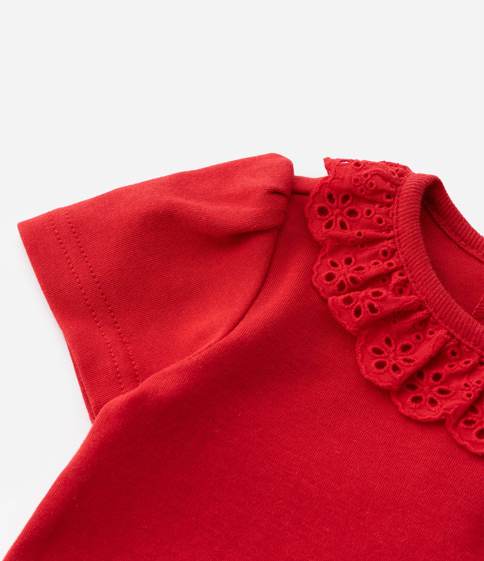 Body Infantil com Babado de Broderie - Tam 0 a 24 Meses Vermelho 6
