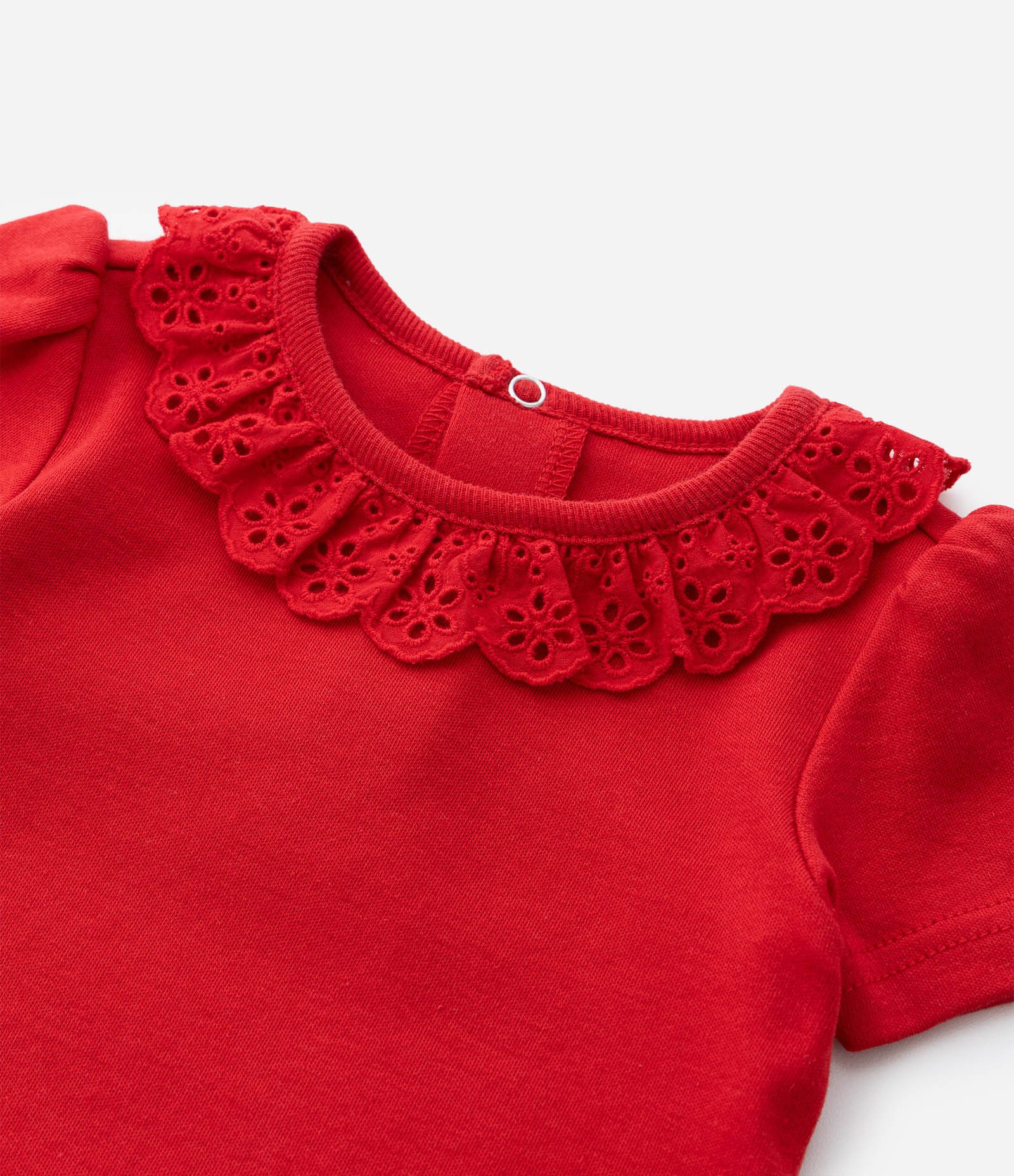 Body Infantil com Babado de Broderie - Tam 0 a 24 Meses Vermelho 8