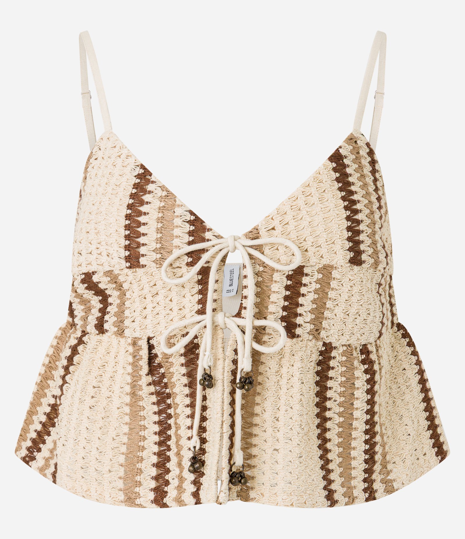 Blusa Evasê em Algodão com e Amarração Frontal Bege 5