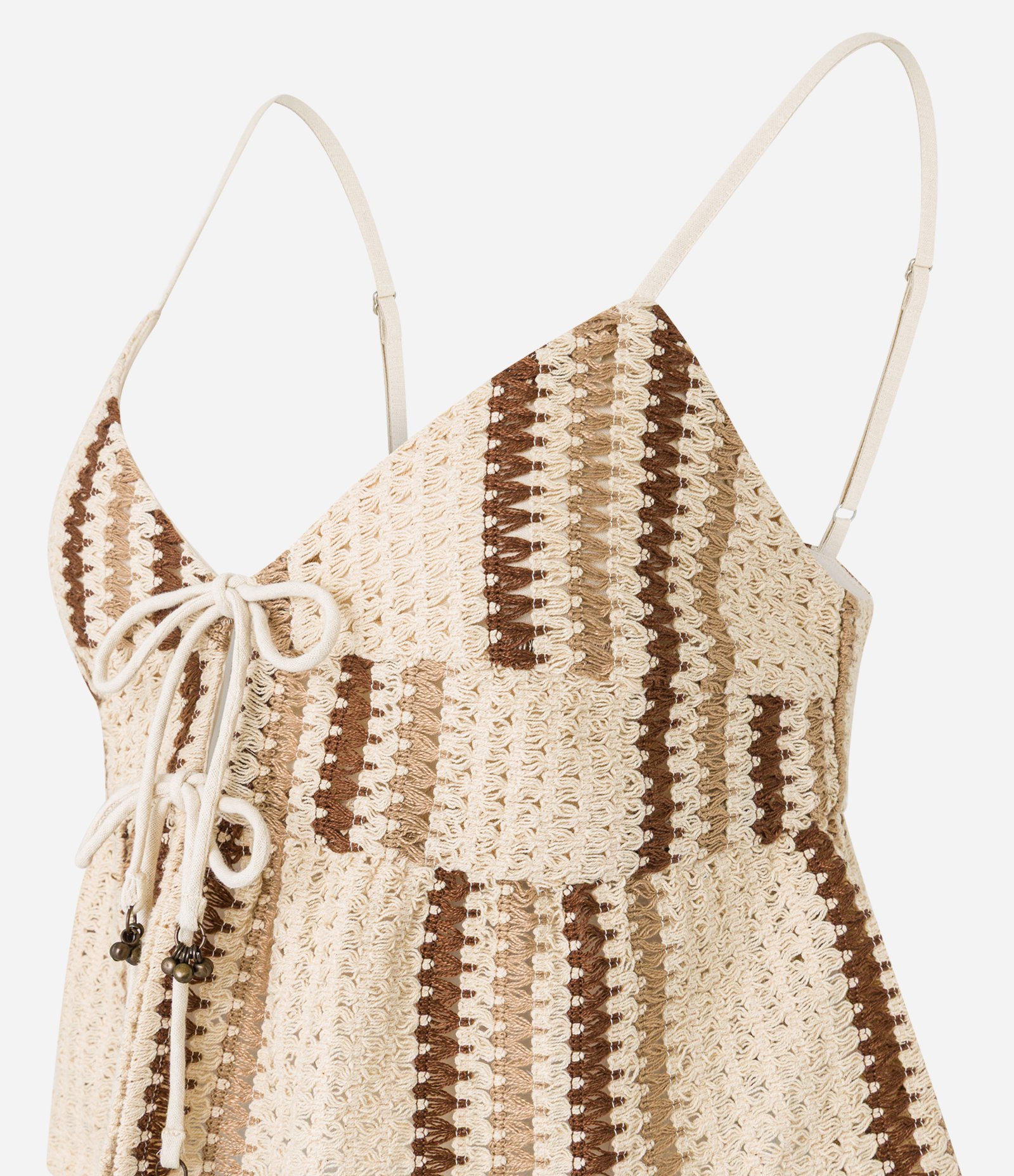 Blusa Evasê em Algodão com e Amarração Frontal Bege 6