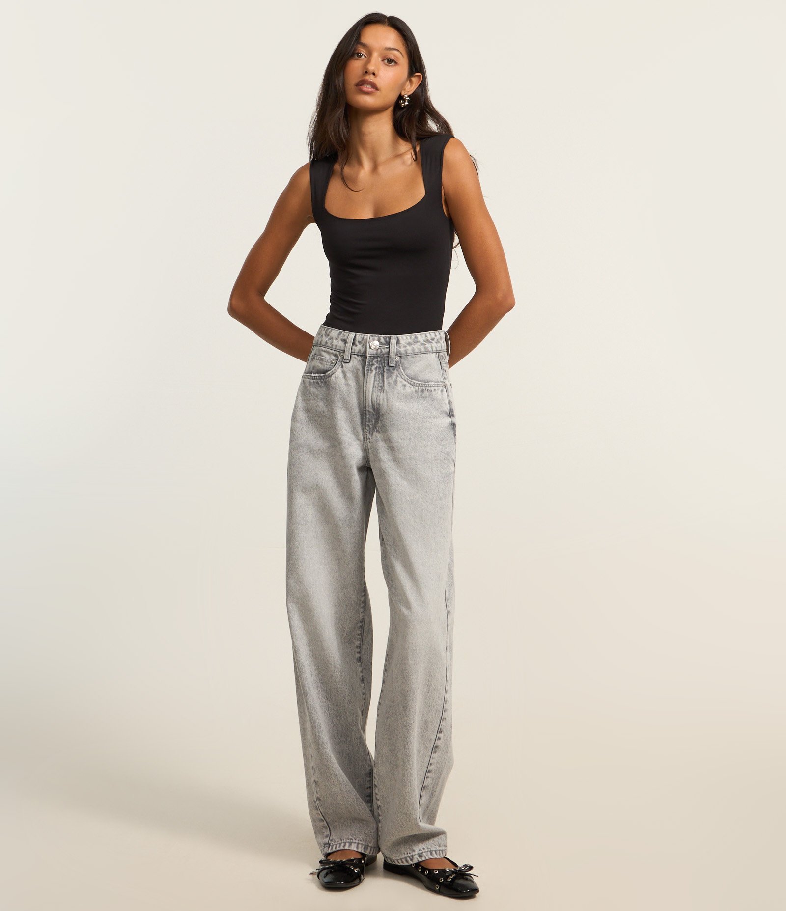 Body em Microfibra com Decote Quadrado Preto 2