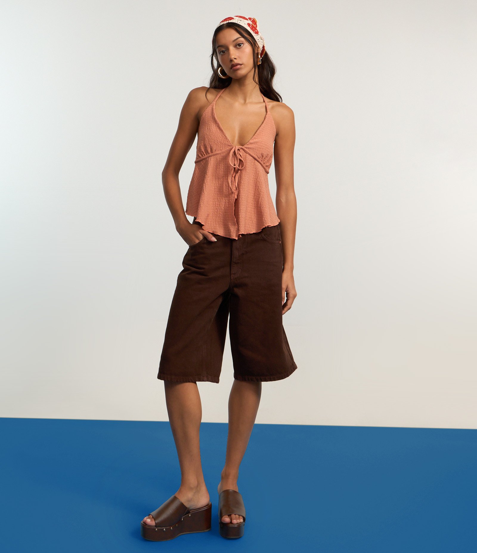 Blusa Texturizada com Amarração Frontal Terracota 5