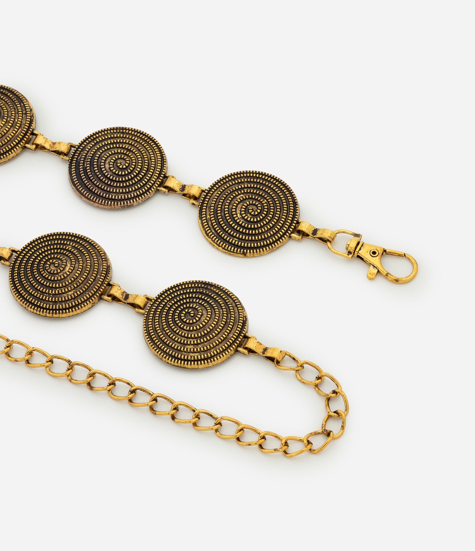 Cinto Corrente Largo de Metal com Elos Dourado 2