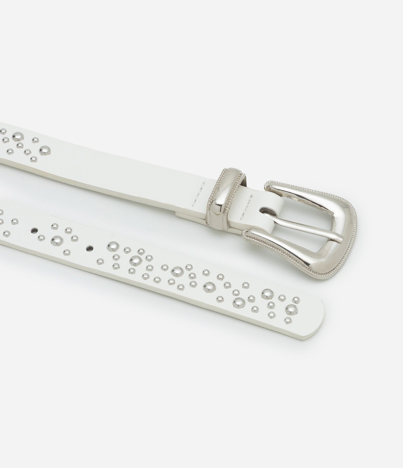 Kit 02 Cintos em Material Sintético com Detalhes Diferentes Marrom/Branco 4