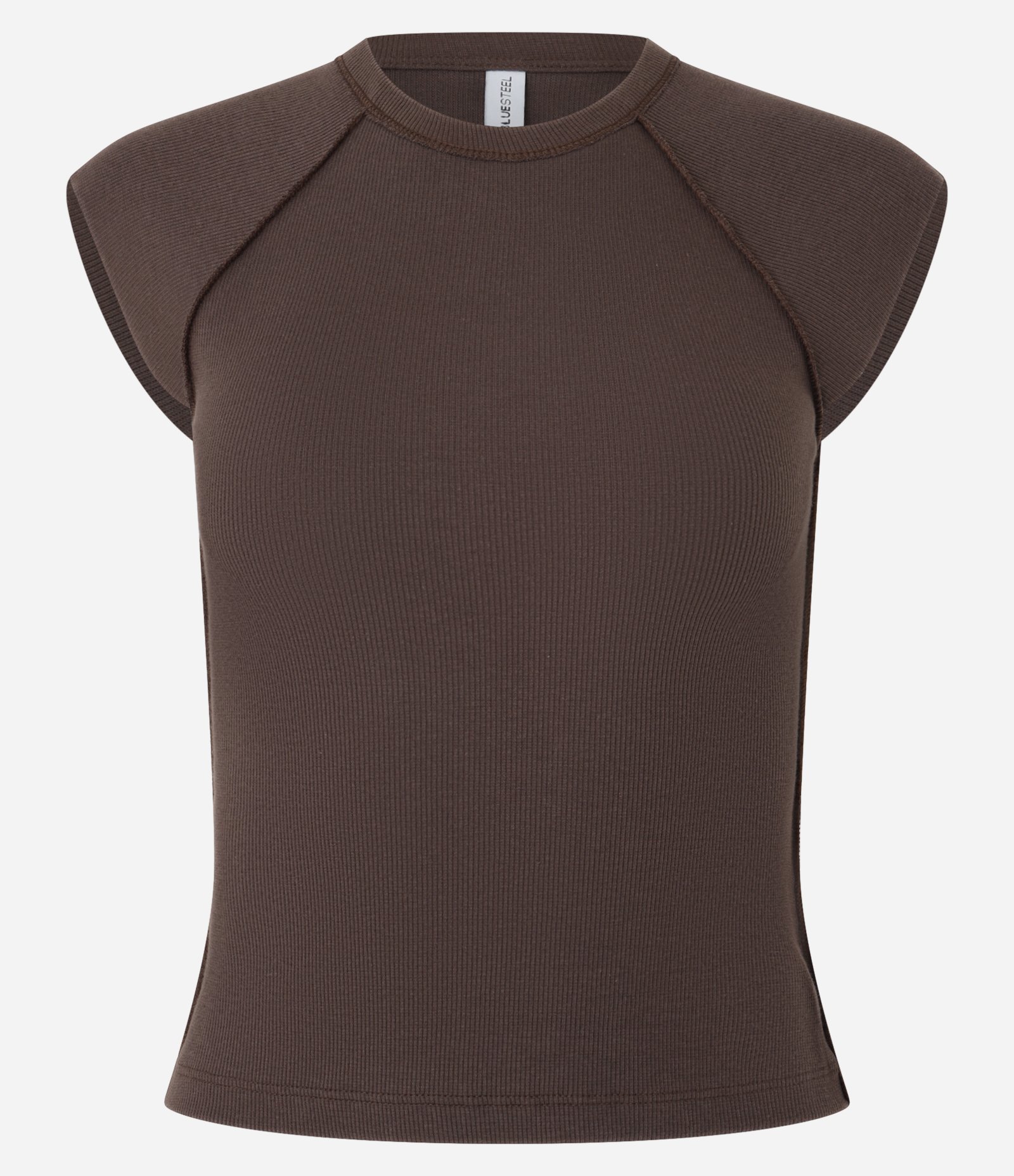 Blusa Regular em Ribana com Detalhe de Costura Marrom 4