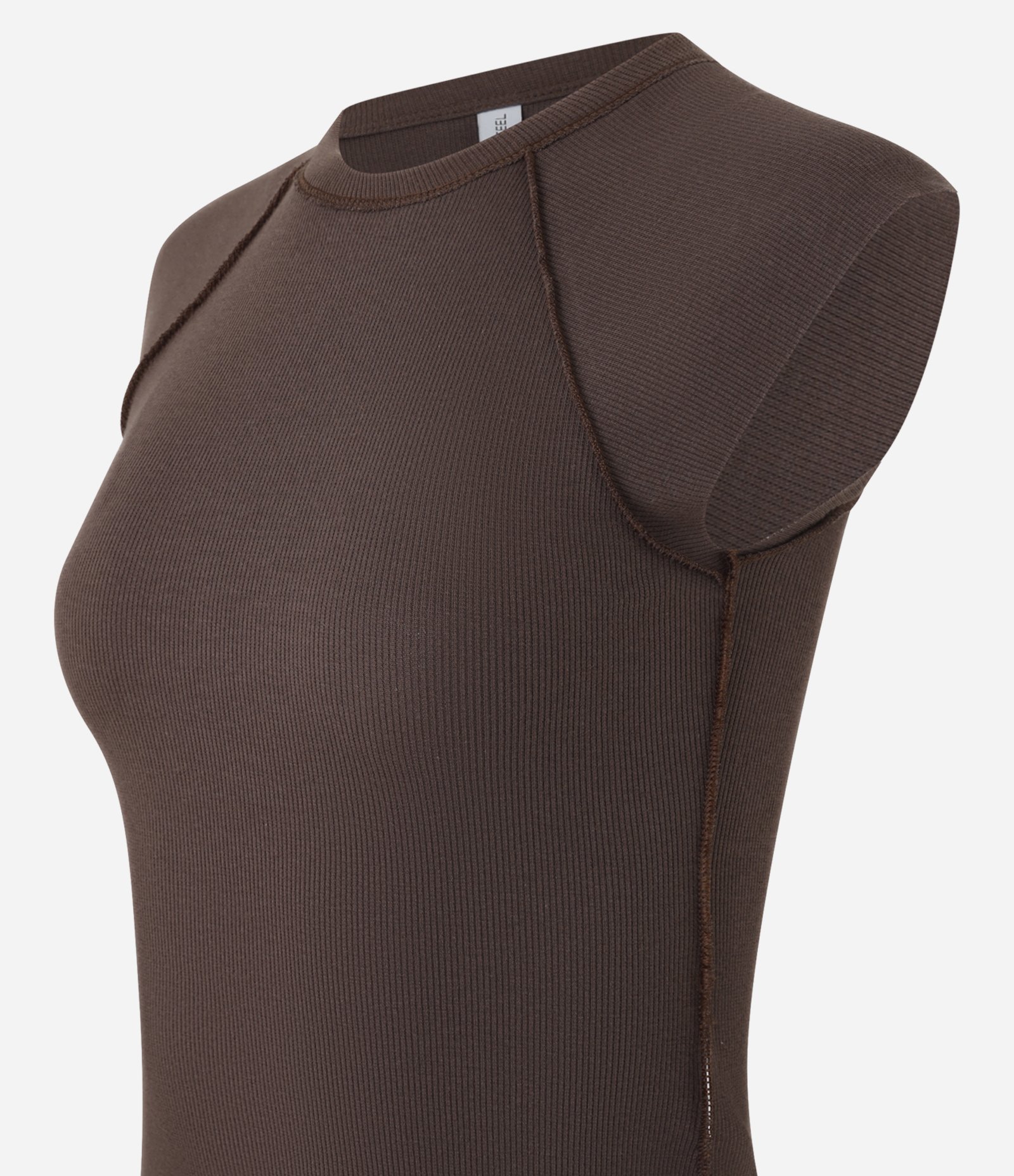 Blusa Regular em Ribana com Detalhe de Costura Marrom 5