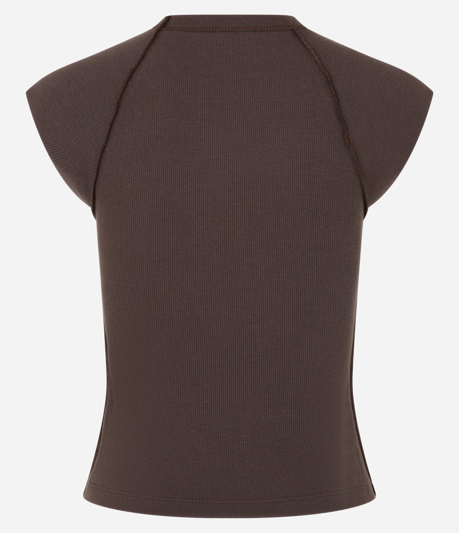 Blusa Regular em Ribana com Detalhe de Costura Marrom 6