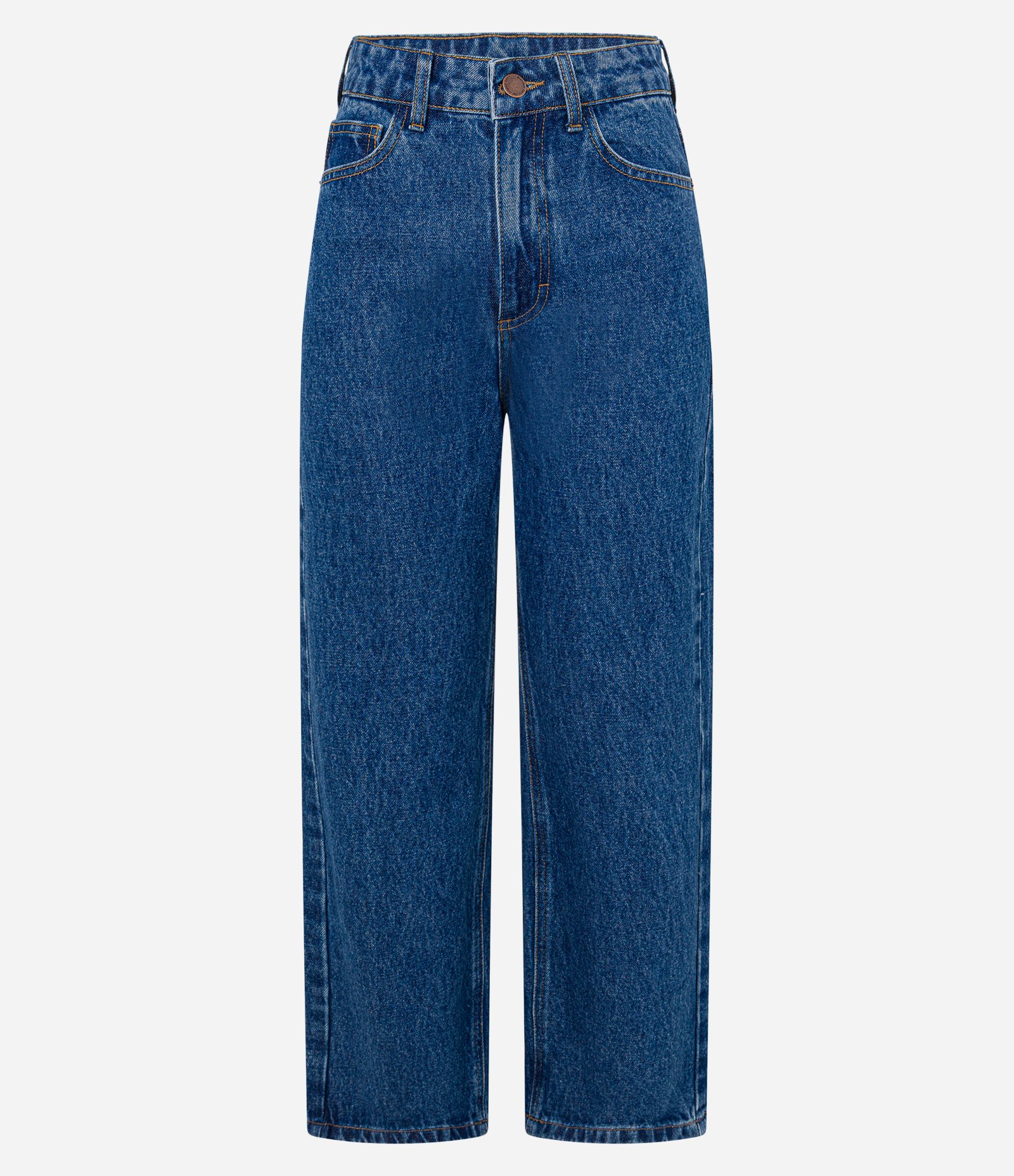 Calça Cropped Reta Jeans com Lavagem Clássica Azul Médio 6