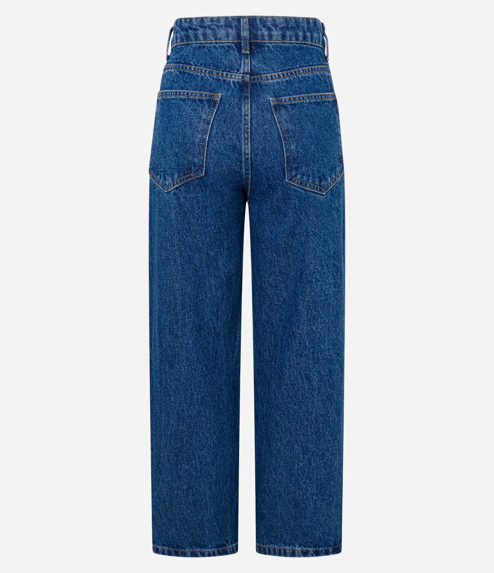 Calça Cropped Reta Jeans com Lavagem Clássica Azul Médio 7