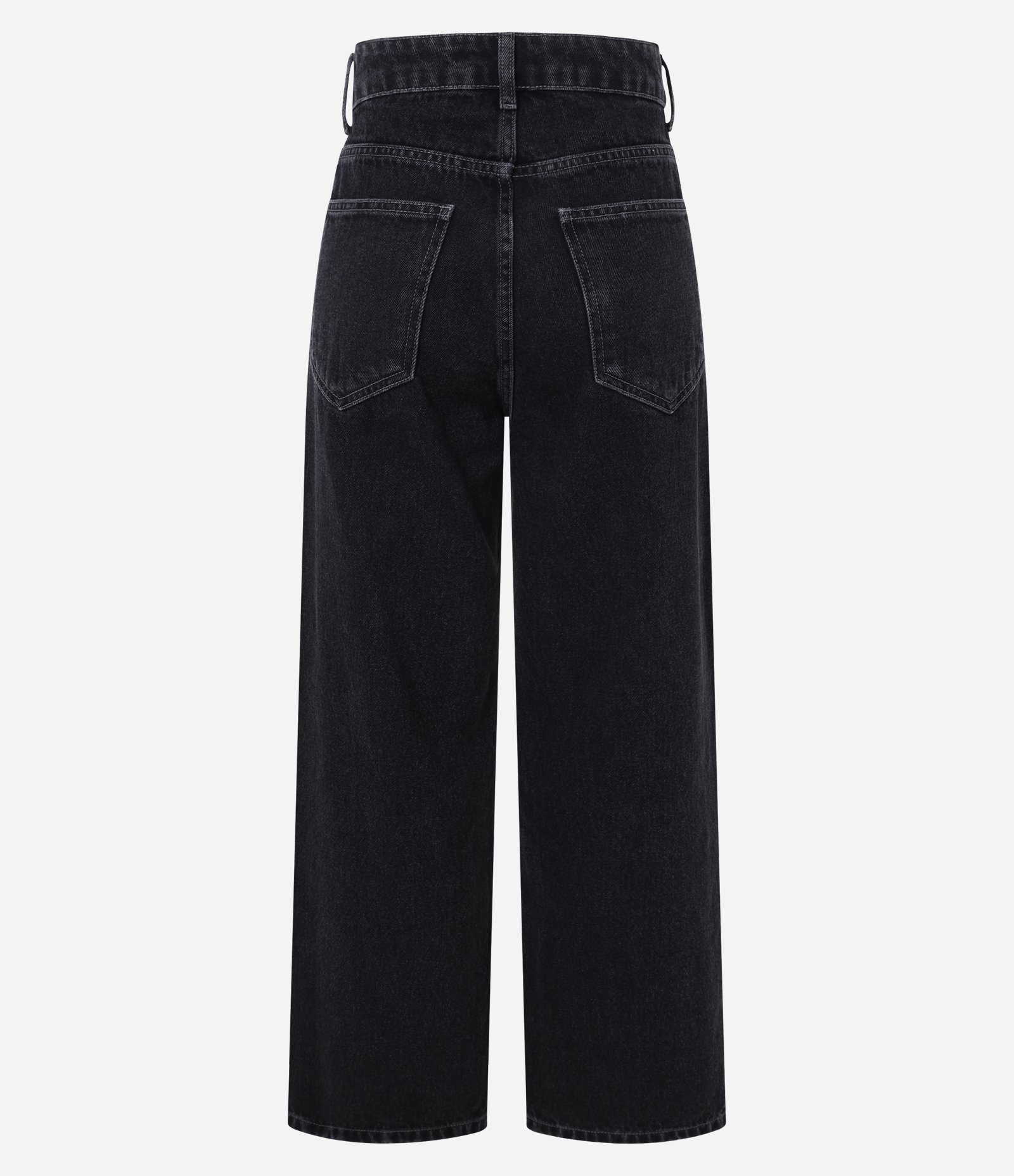 Calça Cropped Reta Jeans com Lavagem Clássica Preto 2