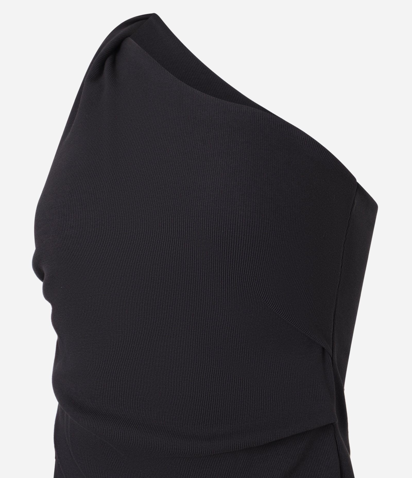 Blusa em Ribana com Ombro Só e Barra Assimétrica Preto 5