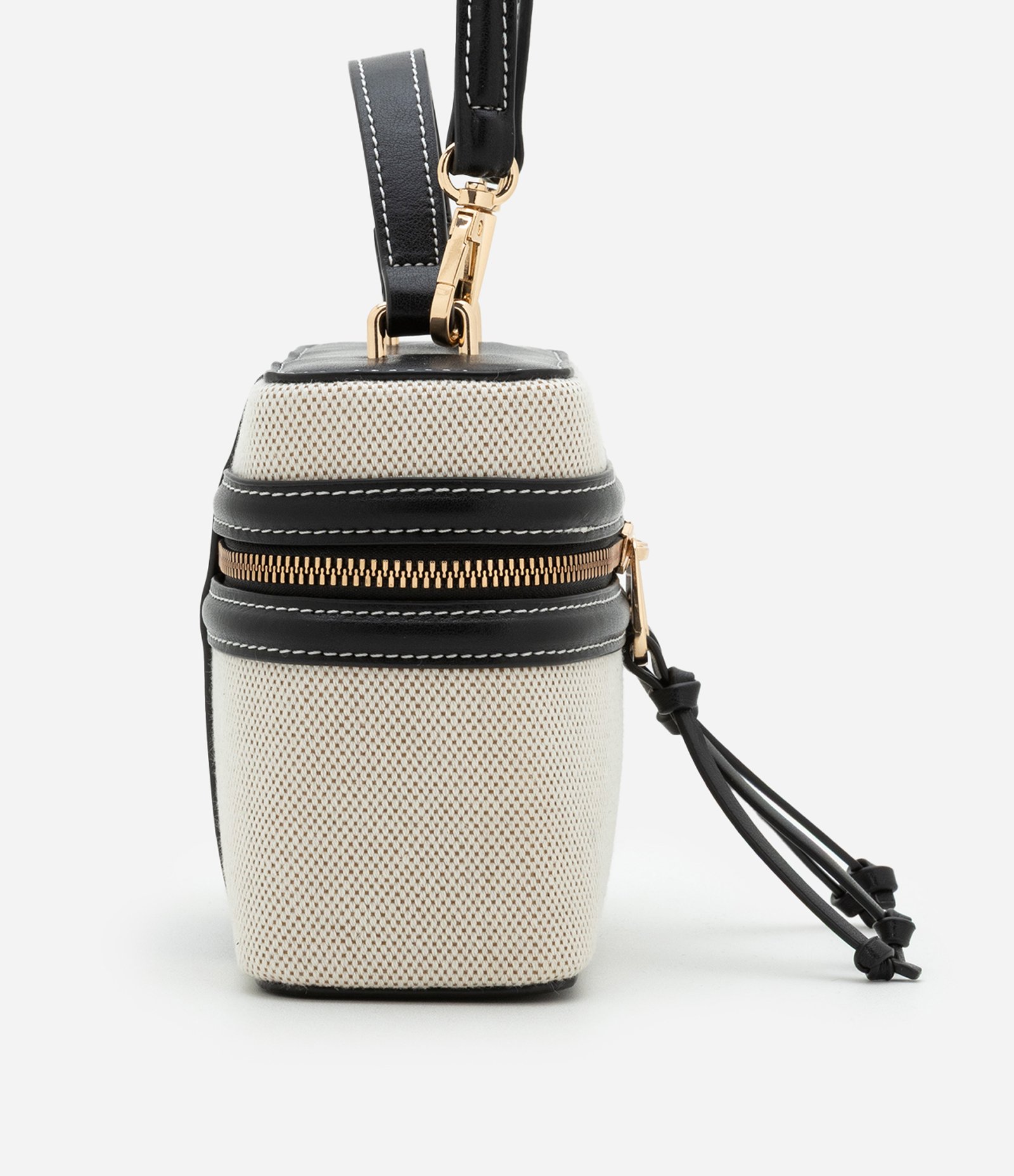 Bolsa Transversal Pequena com Alça de Mão Boho Romântico Preto/Bege 3