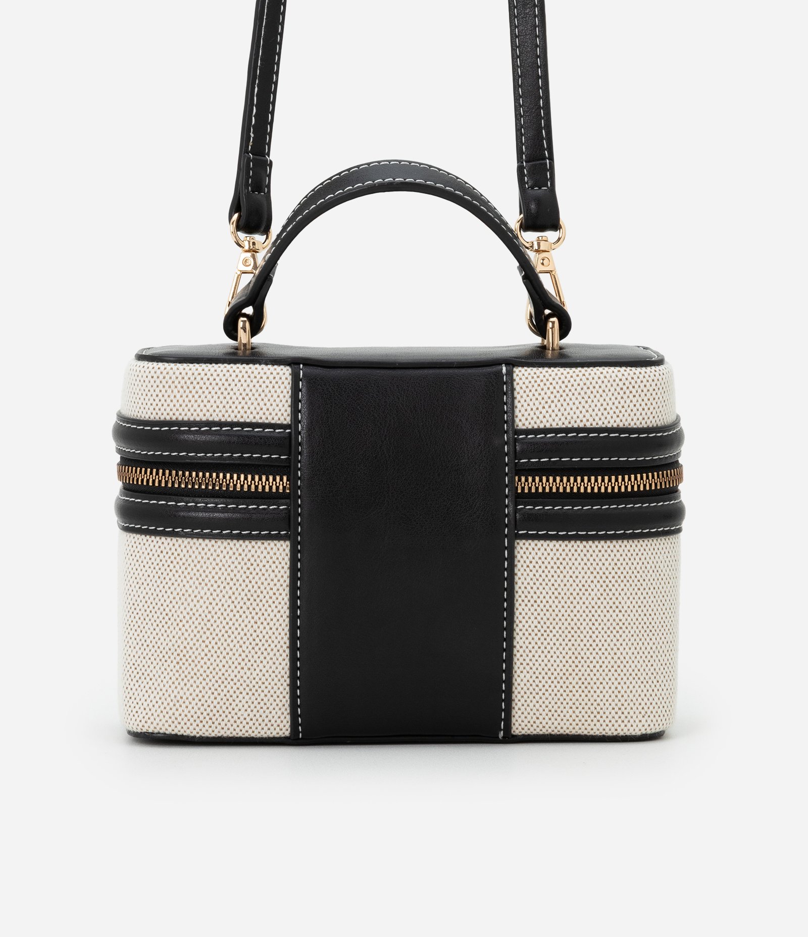 Bolsa Transversal Pequena com Alça de Mão Boho Romântico Preto/Bege 4