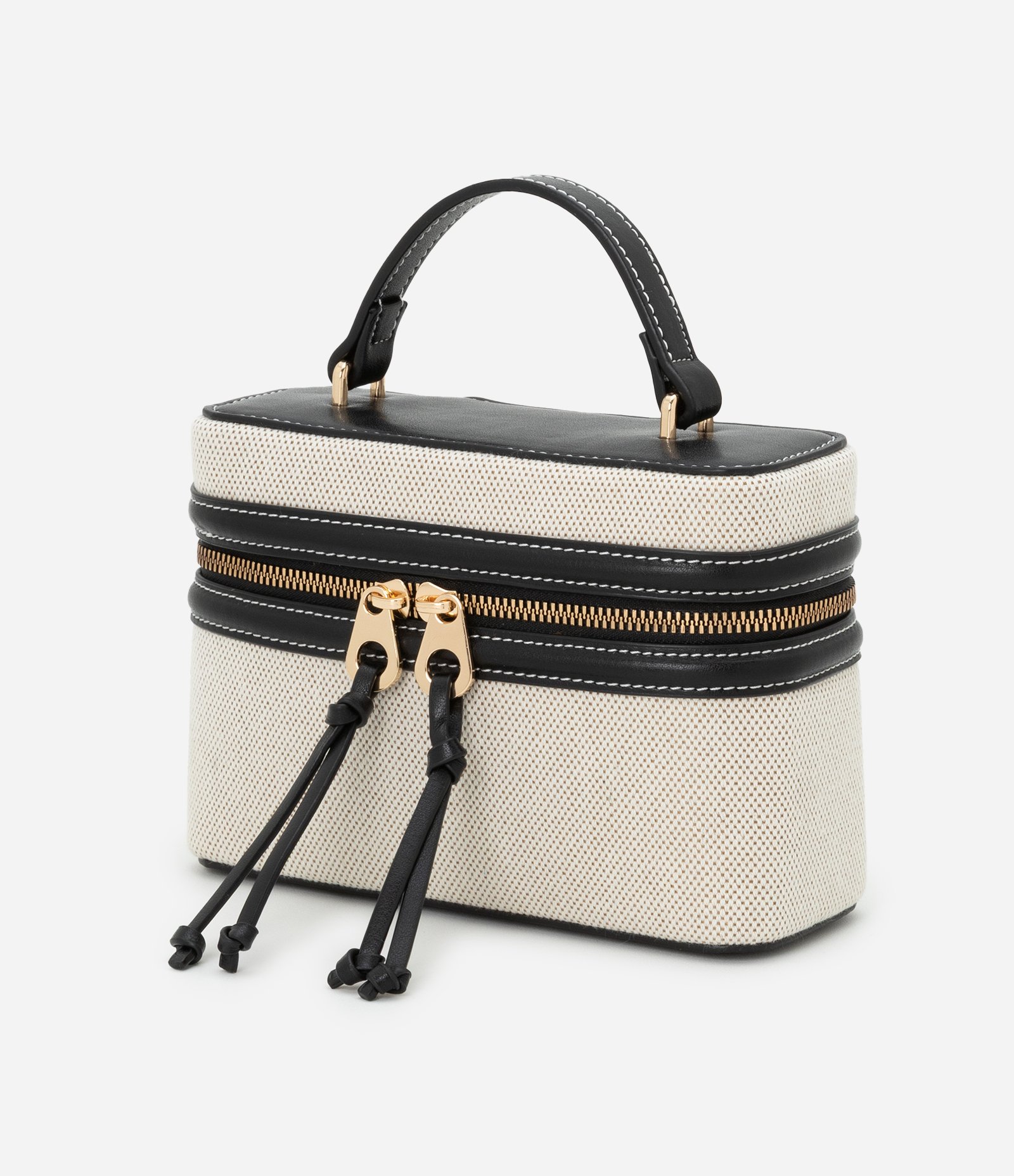 Bolsa Transversal Pequena com Alça de Mão Boho Romântico Preto/Bege 6