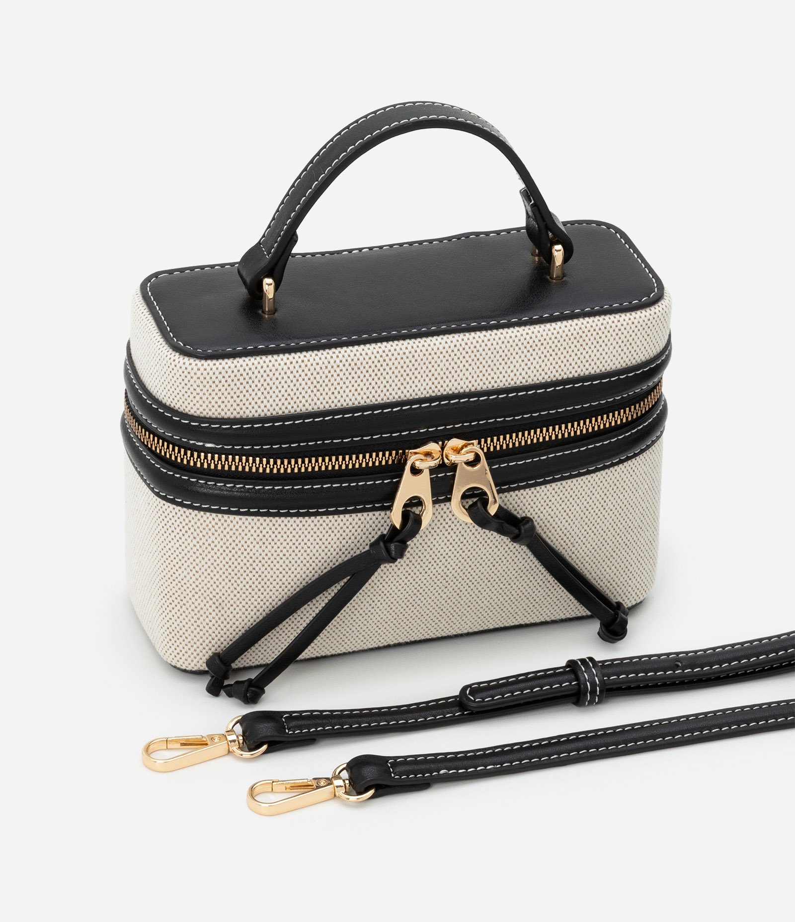 Bolsa Transversal Pequena com Alça de Mão Boho Romântico Preto/Bege 8
