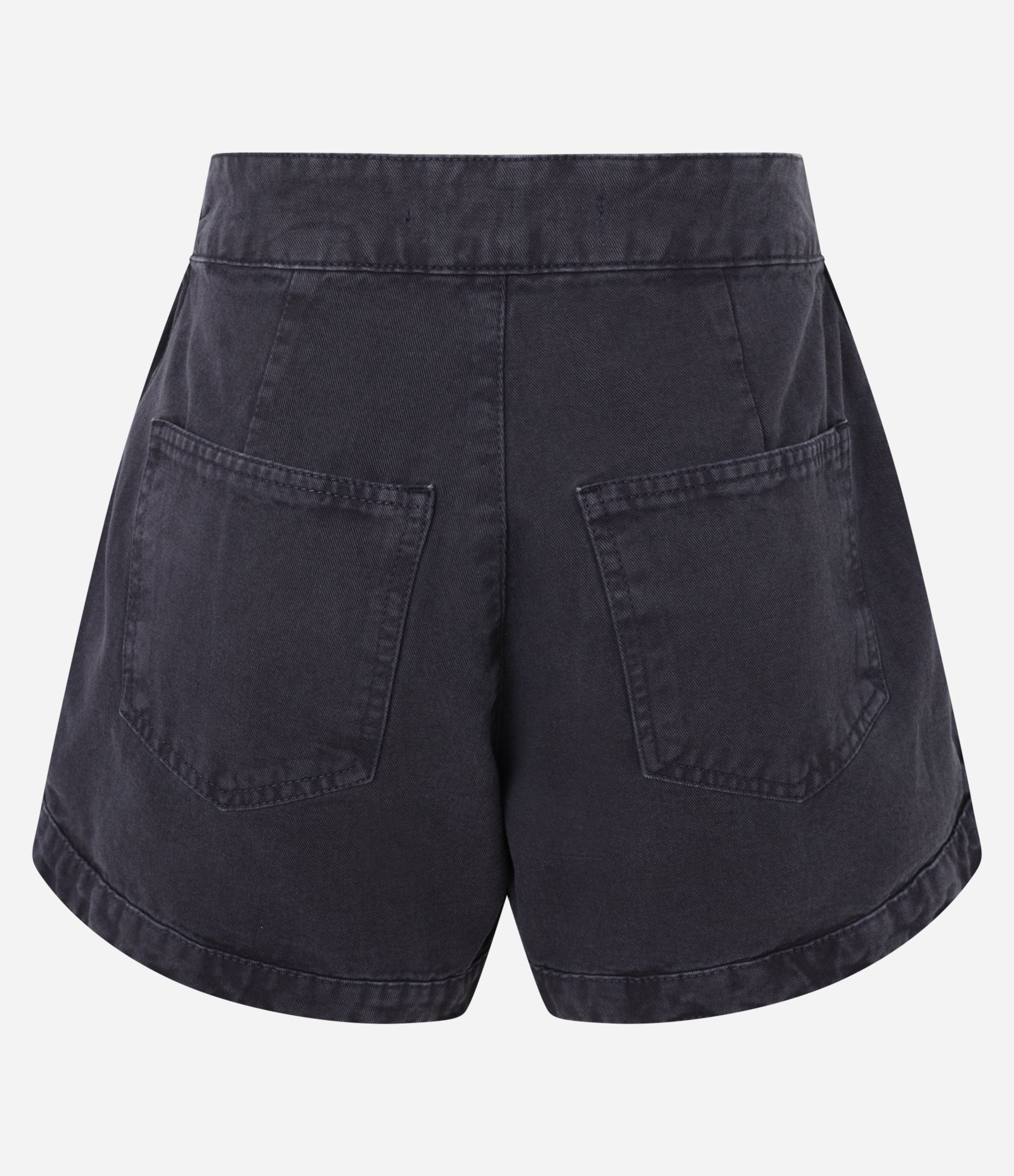Short em Sarja com Tingimento Cationizado e Pregas em Camadas Preto 6