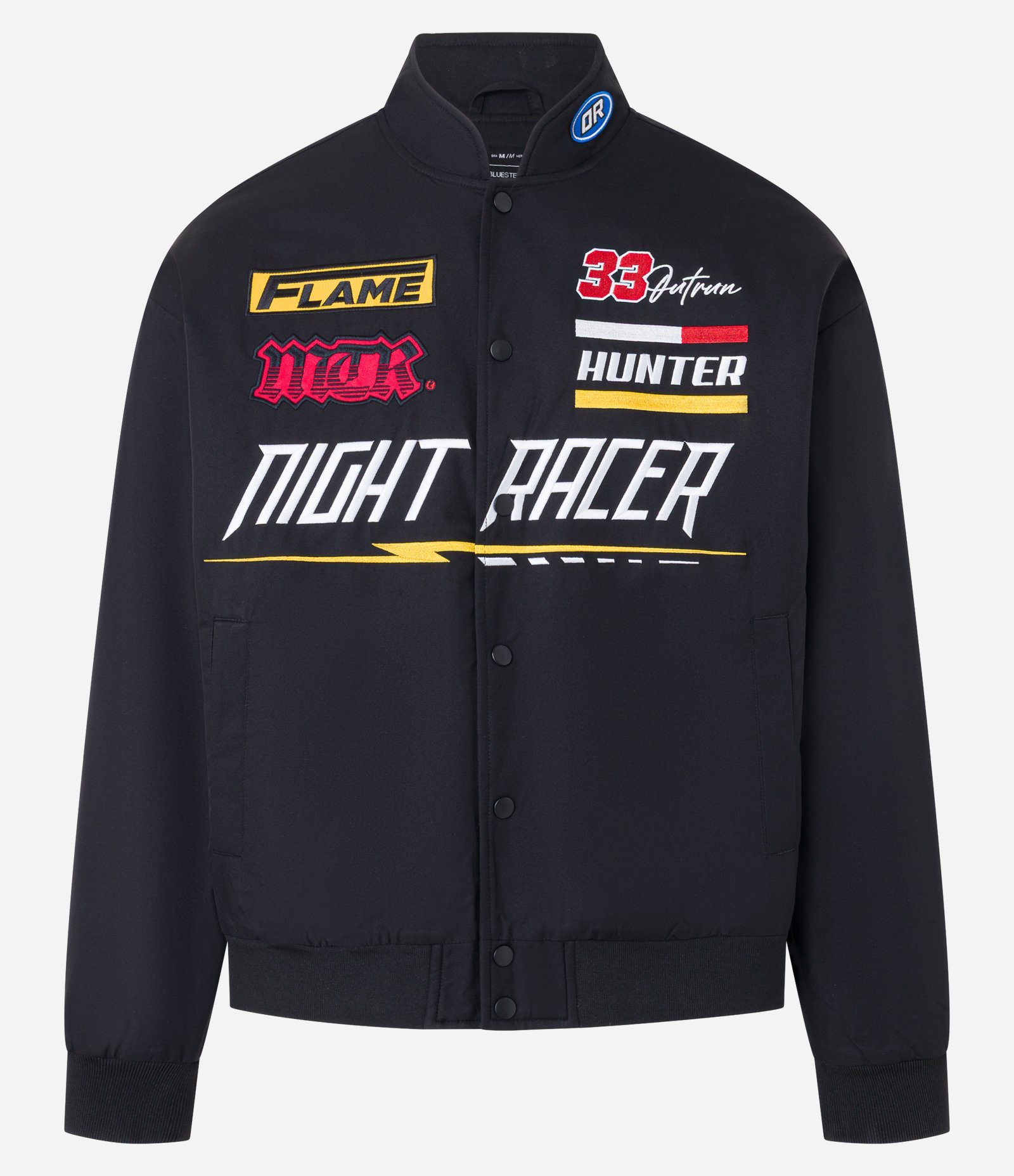 Jaqueta Gola Alta com Estampa Racing Preto 9