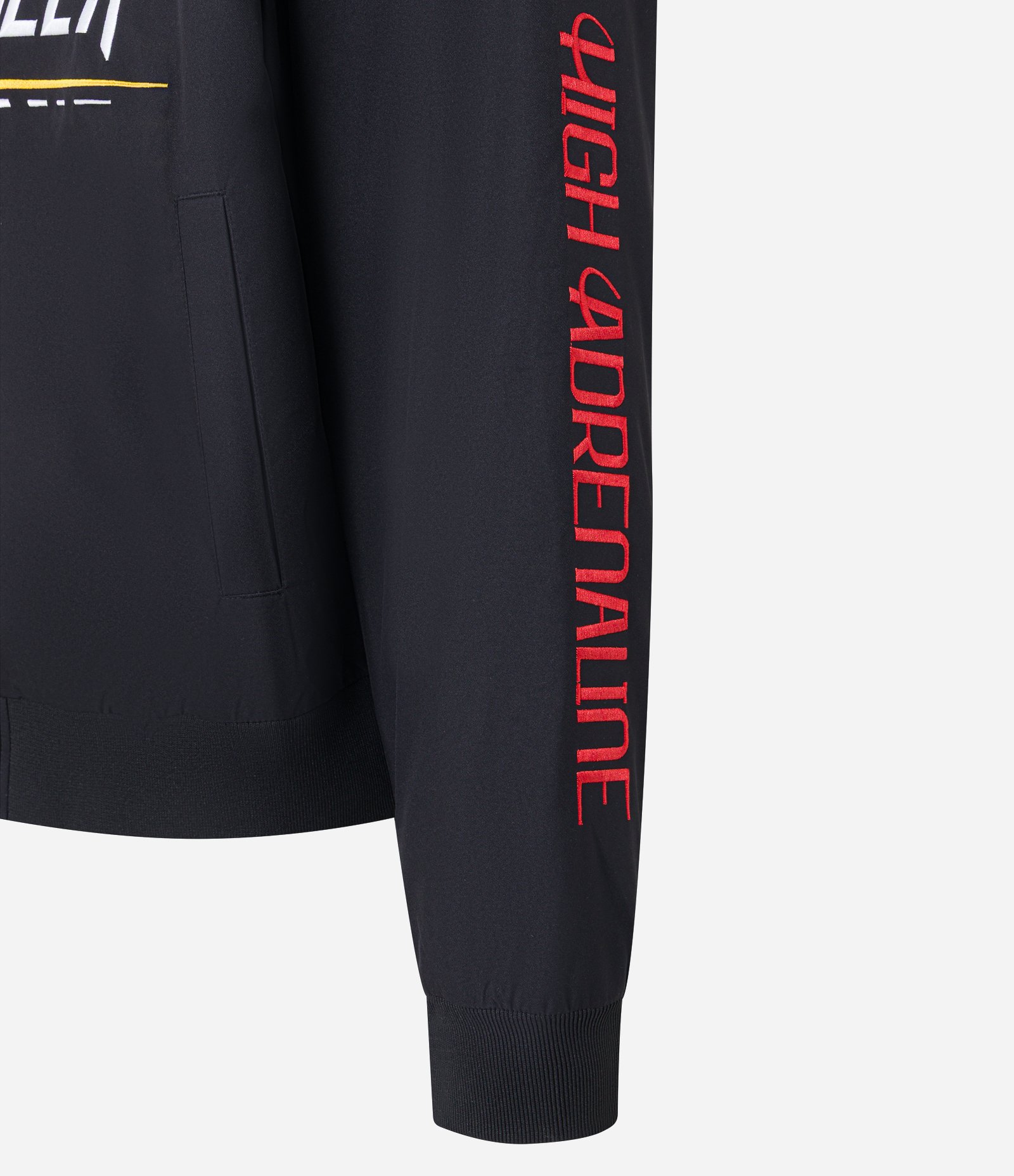 Jaqueta Gola Alta com Estampa Racing Preto 11