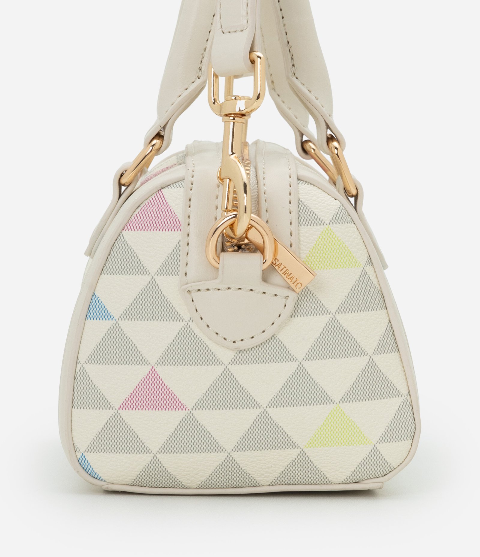 Bolsa Bowling Pequena com Estampa Triangular Off White 2